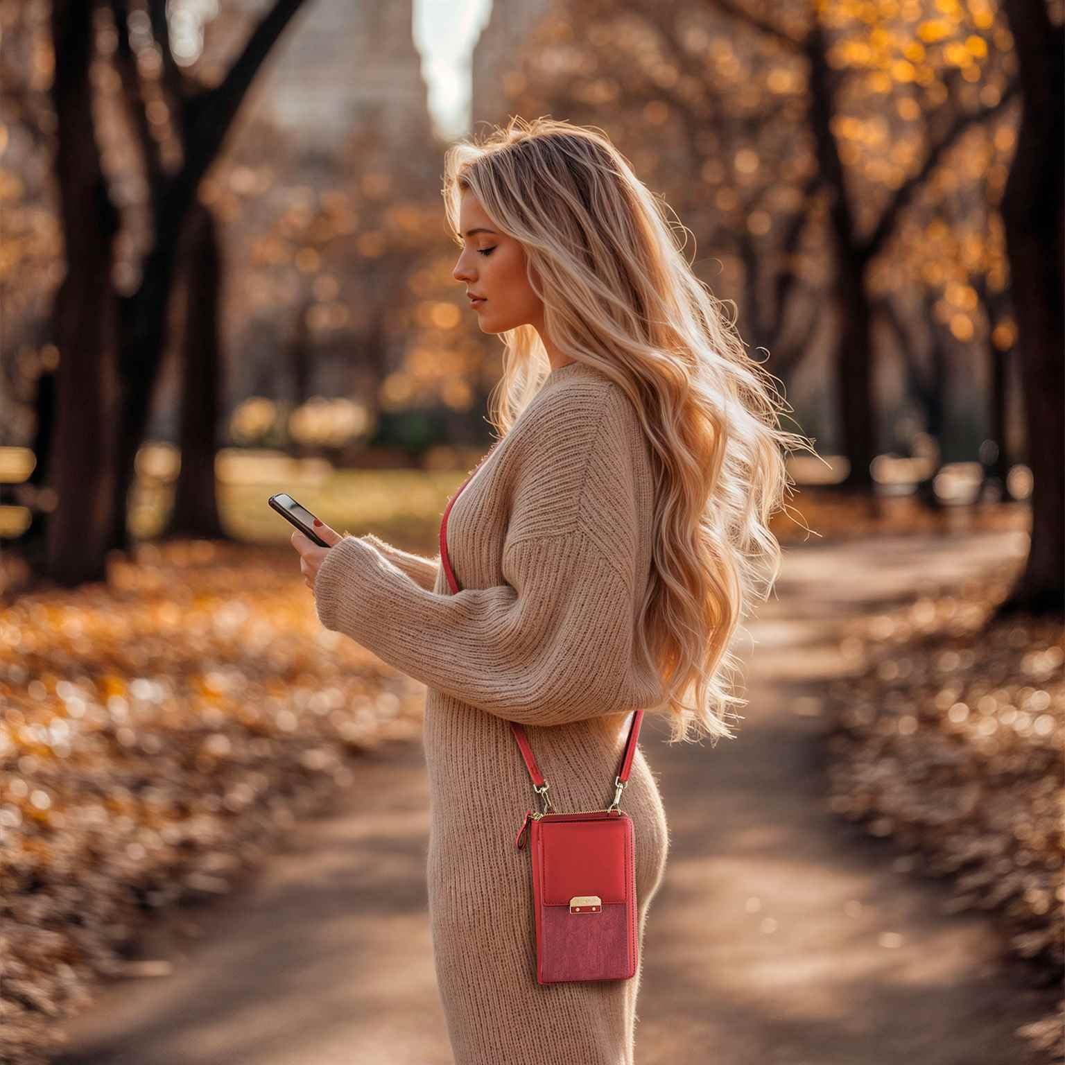ONEFLOW Bliss Purse etui na telefon komórkowy Samsung Galaxy A33 5G do zawieszenia damska z portmonetką, torba na ramię z portfelem i kieszenią na telefon komórkowy, mała torebka, czerwona