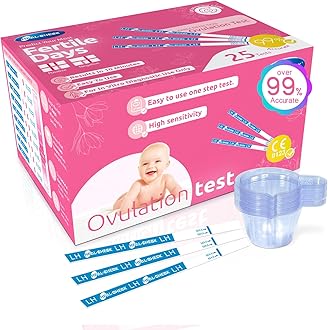 HEAL-CHECK 25 Count Ovulation Test Strips with Cups, Bulk Ovulation Test Strips for Women, Ovulation Predictor Kit, Accurate Fertility Tests for Home, Individually Wrapped 5mm LH