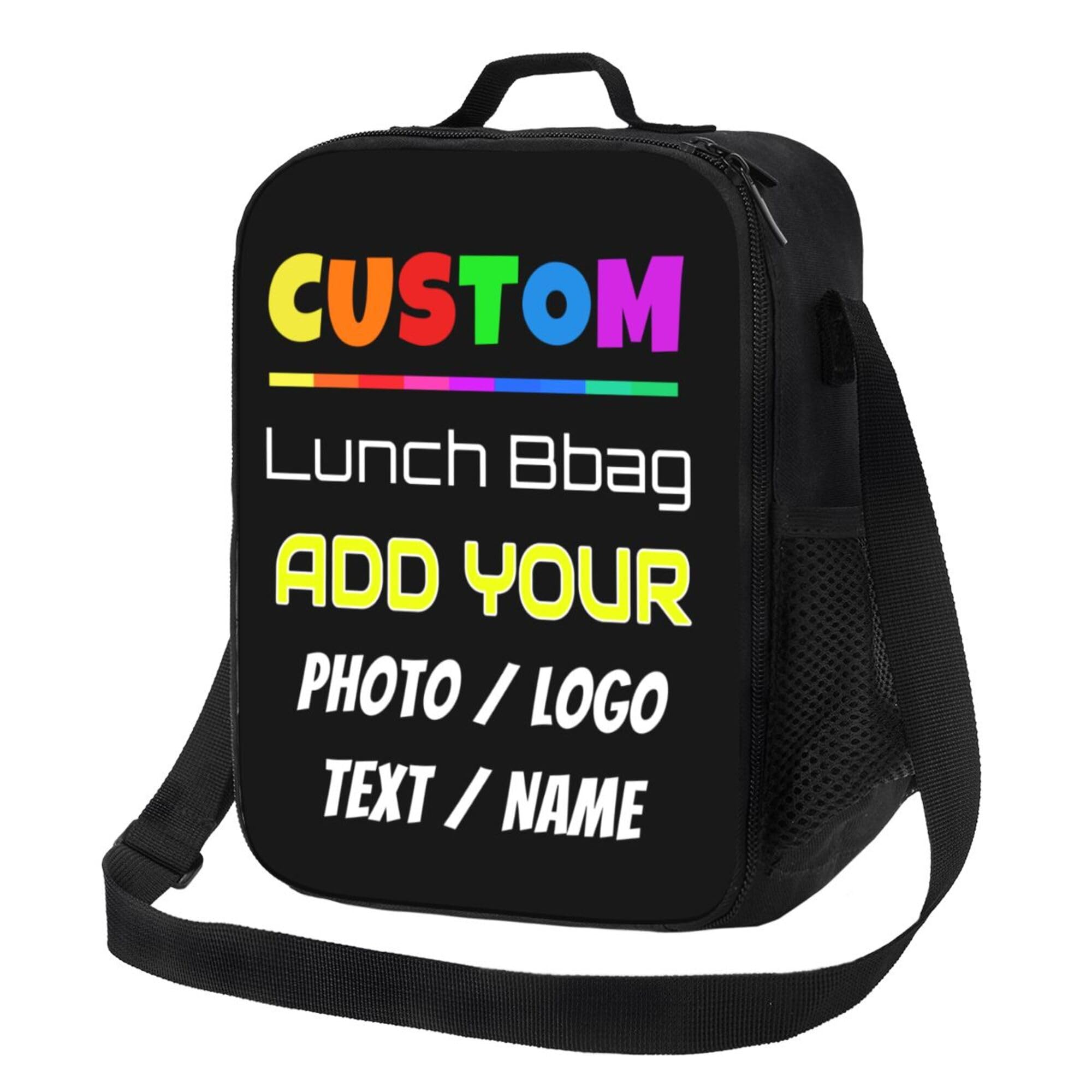 SJZUISL Personalised Lunch Box Bag, Create Your Own Custom Insulated Cooler Lunch Bag with Photo Text for Office Work School Travel Picnic Work Outdoor