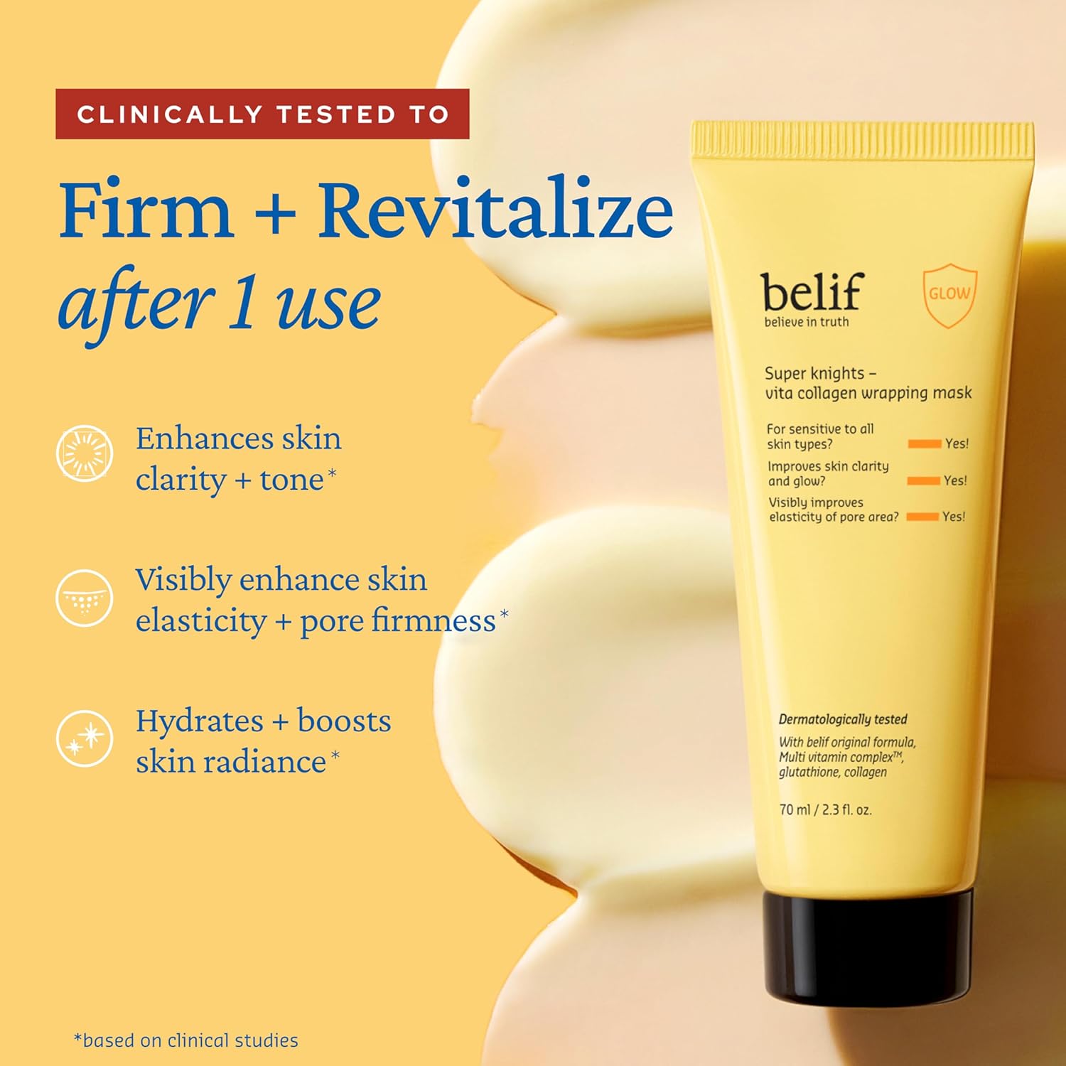 belif Super Knights - Vitamin Collagen Wrapping Peel Off Facial Mask, Elasticity + Hydration, Pore Firmenss & Even Skin Tone, with Multi Vitamin Complex and Glutathione | Korean Skincare, 2.3 fl. oz - Image 5