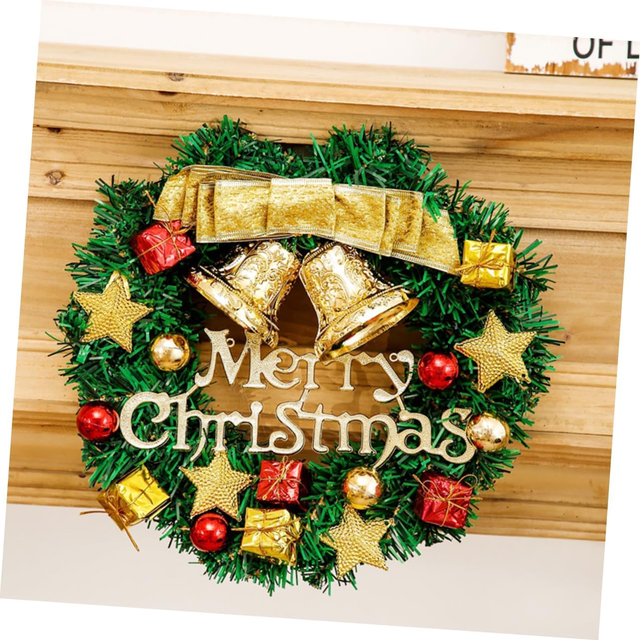 PRETYZOOM 1pc Merry Christmas Wreath Artificial Garland for Wall Window Front Door Decor Vibrant Holiday Ornament Five-Pointed Design for Use