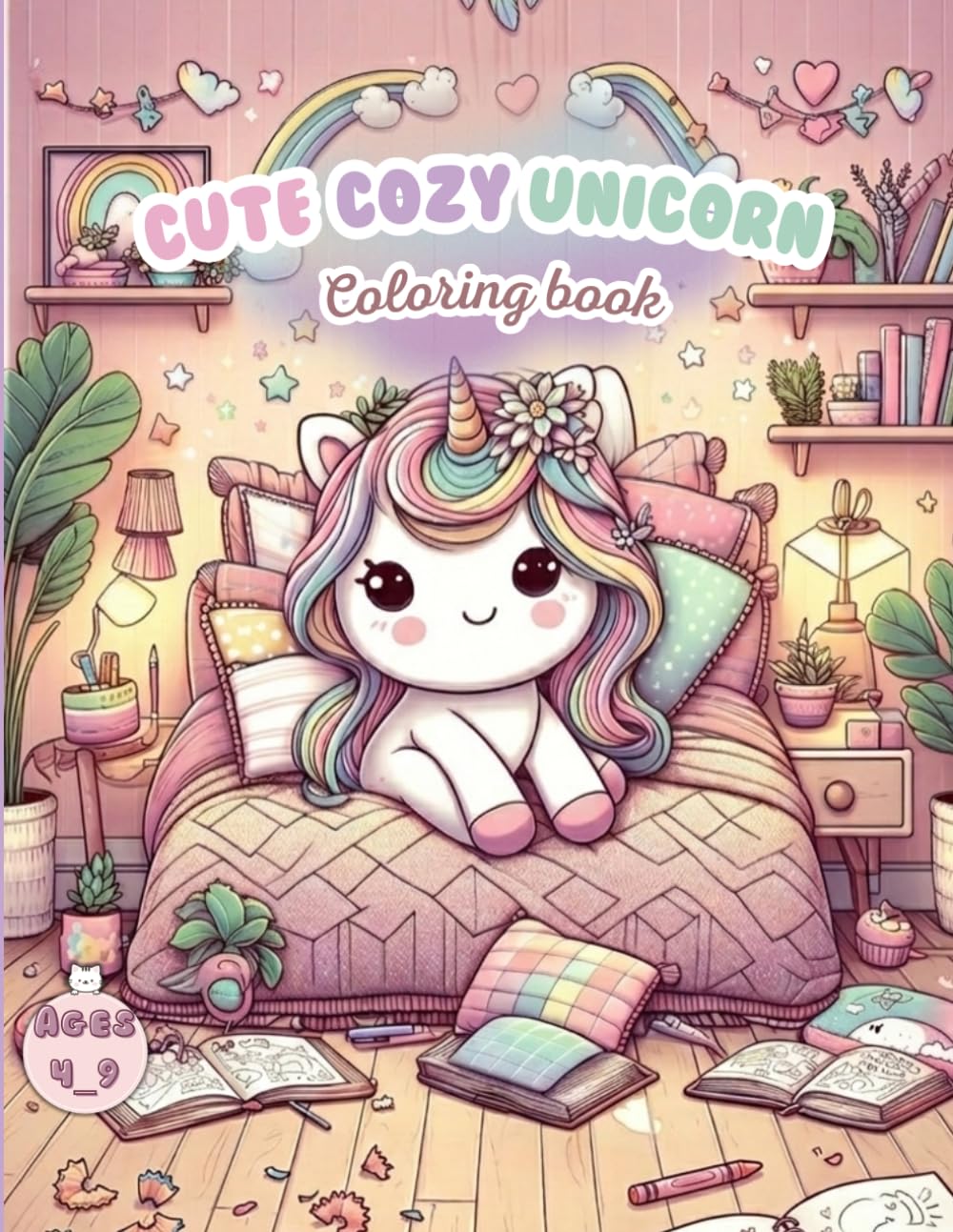 CUTE COZY UNICORN Coloring Book: 30 Magical and Relaxing Illustrations for Kids Ages 4-8