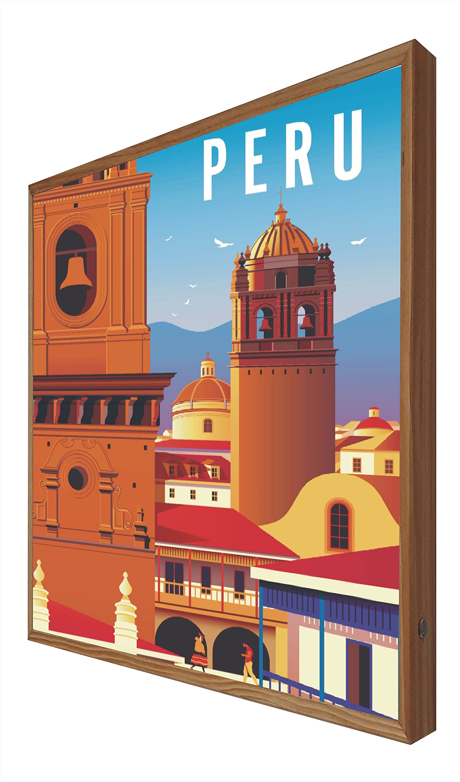 Poster Vintage Retroilluminato Peru: Serie Viaggiatore
