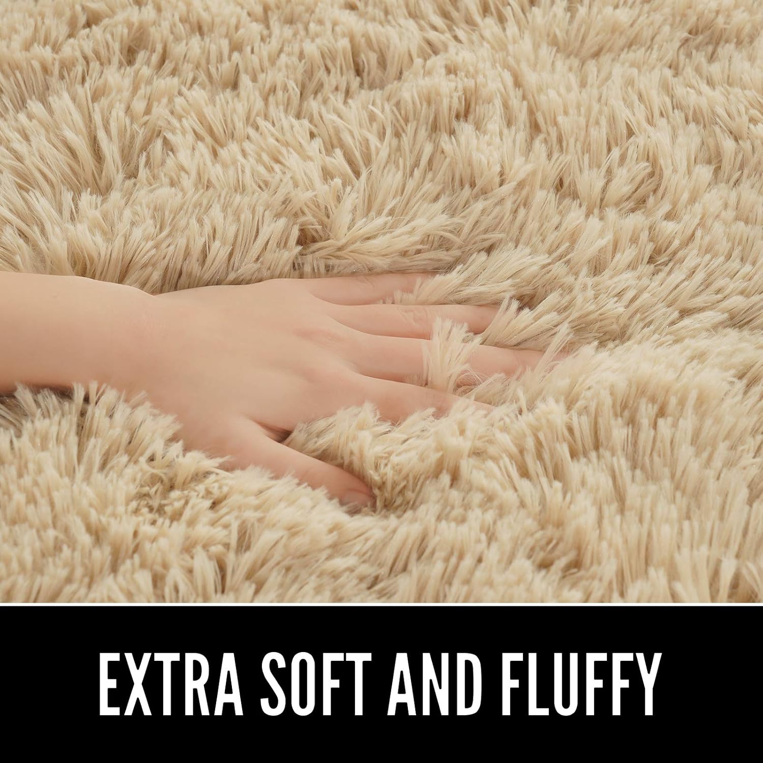 LOCHAS Bedroom Rug 2.6' x 5.3', Beige Fluffy Shaggy Area Rug for Bedroom Bedside, Soft Oval Throw Rugs Carpet for Kids Girls Nursery Living Room Home Decor