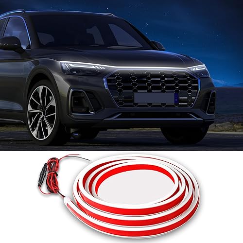 Jushope Tira de luces LED para capó de automóvil, luz exterior flexible diurna, faros delanteros LED dinámicos impermeables para automóvil, camión,