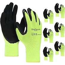 A406 24 Pairs Work Gloves Latex foam coated Gloves Work Grip Glove High Visibility Latex Foam Builders Gardening Grip Gloves XXL/11