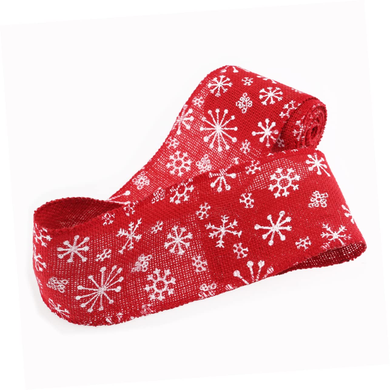 ABOOFAN Juteband mit Schneeflockenmuster Rot und Weiß Breit für Bastelarbeiten Geschenke und Dekoration zu Hause Hochzeiten und Weihnachten