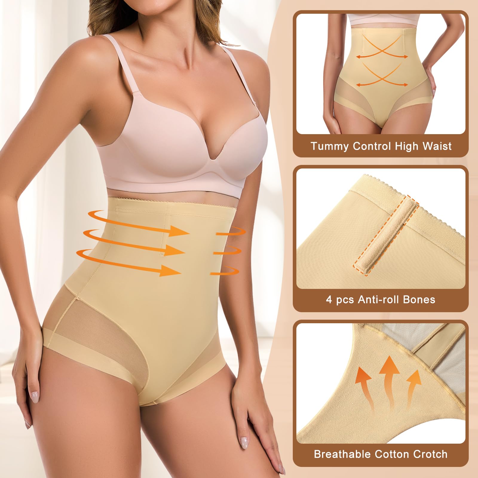 Xnova Guaina Contenitiva Donna Mutande Pancia Piatta, Pancera Contenitiva Intimo Contenitivo Modellante Vita Alta Slip, Traspiranti Body Shaper Panty Shapewear Senza Cuciture