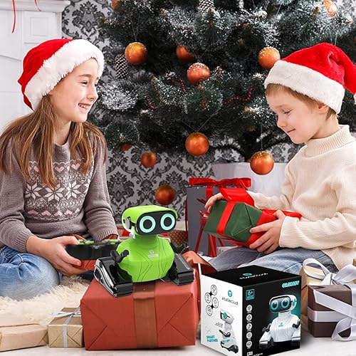 Miniatura 35 de GILOBABY Juguetes robot, robot de control remoto, robots RC para niños con ojos LED, cabeza y brazos flexibles, movimientos de baile y música