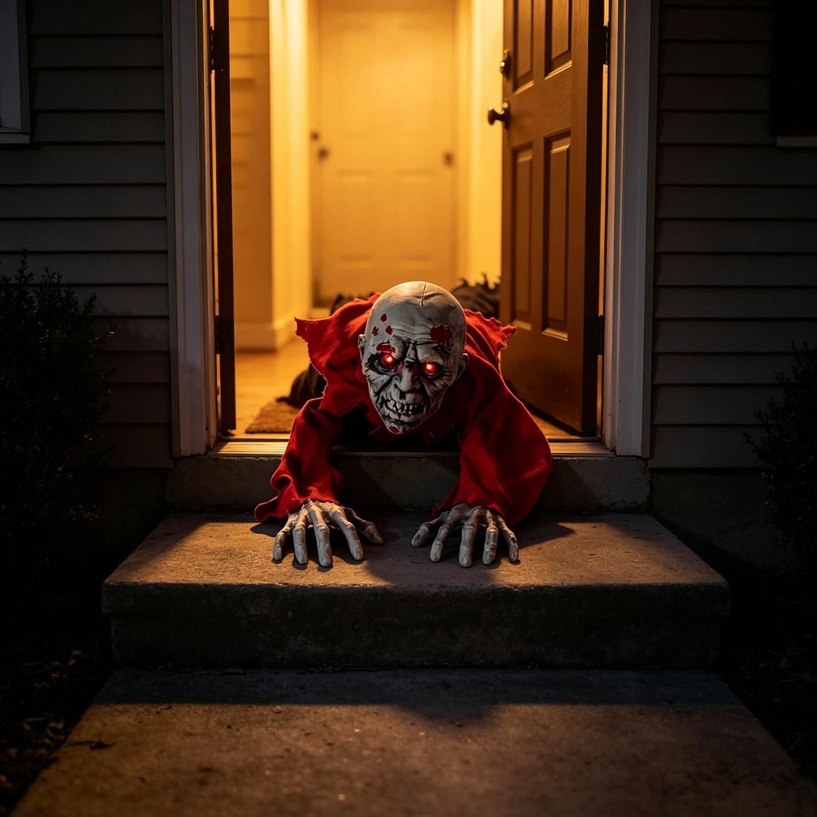 Decoración de patio con ojos brillantes activados por voz para Halloween