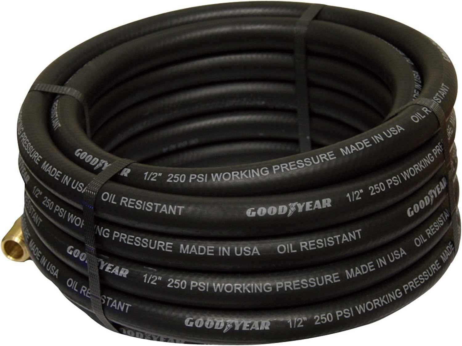 Goodyear Black Rubber Air Hose - 1/2in. x 25ft. 250 PSI, Model Number 12191