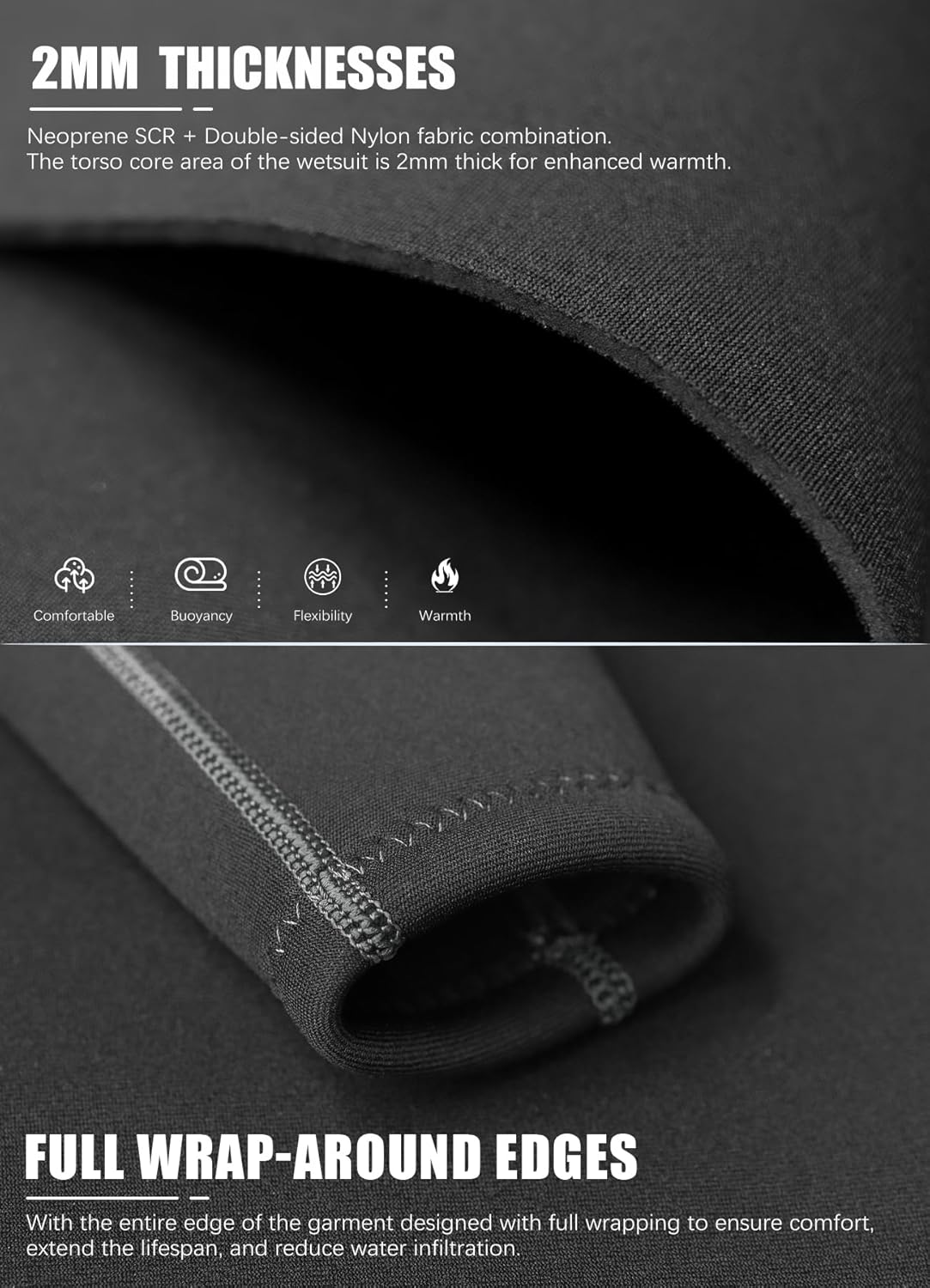 Hevto Men Wetsuit Tops and Vest 3/2mm Neoprene Jacket Surfing Swimming Front Zip Wet Suit for Water Sports - Image 4