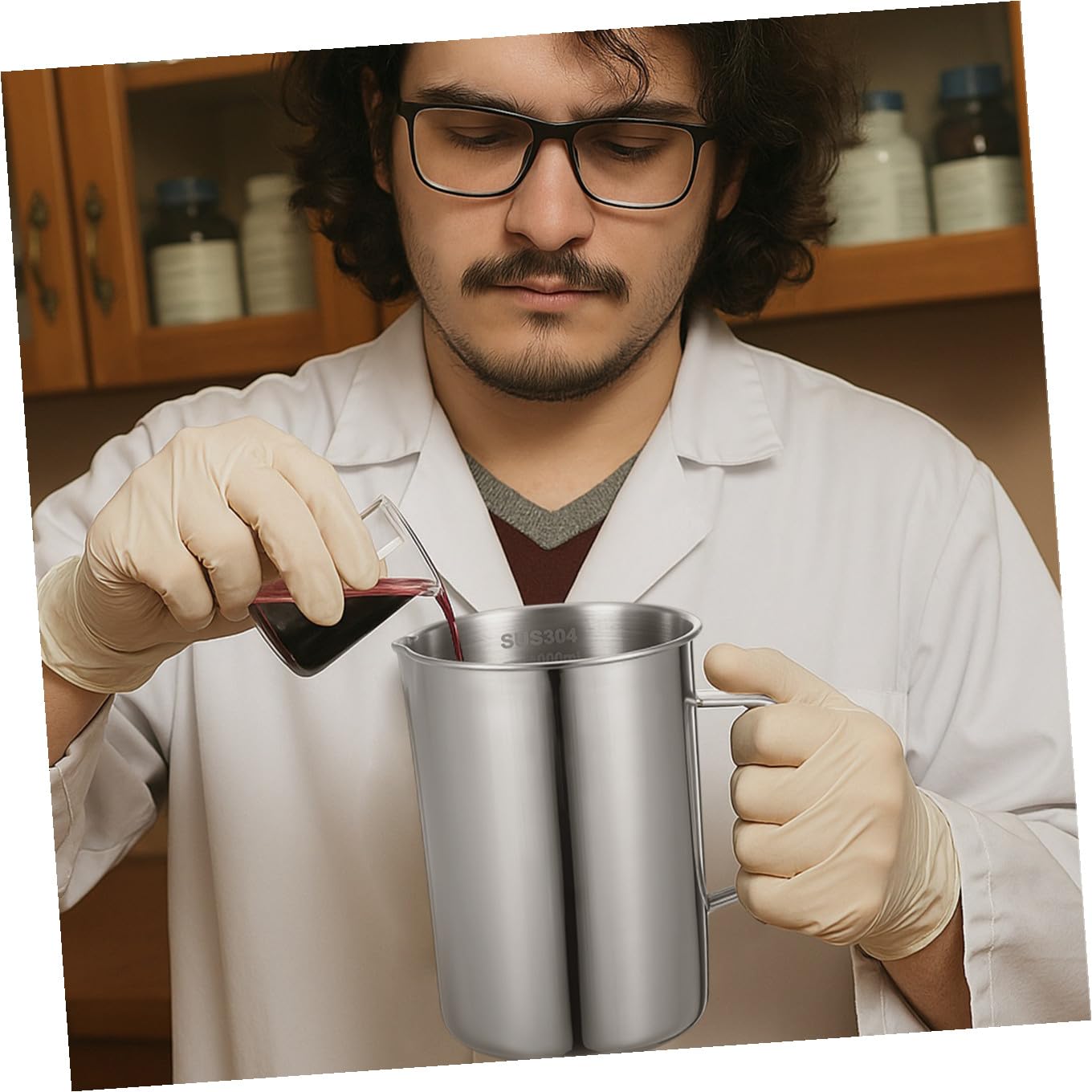 TOPBATHY 2 Pièces Bécher De Laboratoire Gobelet Conteneurs De Concentré Béchers Verre Doseur Expresso Tasses à Expresso Pichet Verseur Outil Expresso Fumant Métal Sanshui Acier Inoxydable