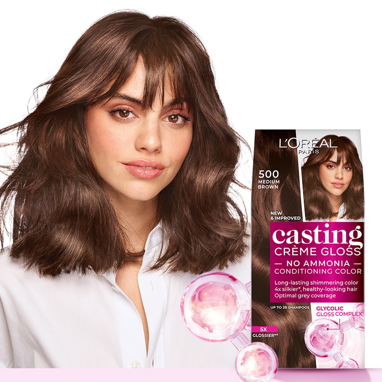 L'Oreal Paris Casting Creme Gloss Hair Color, Medium Brown 500, 87.5g+72ml