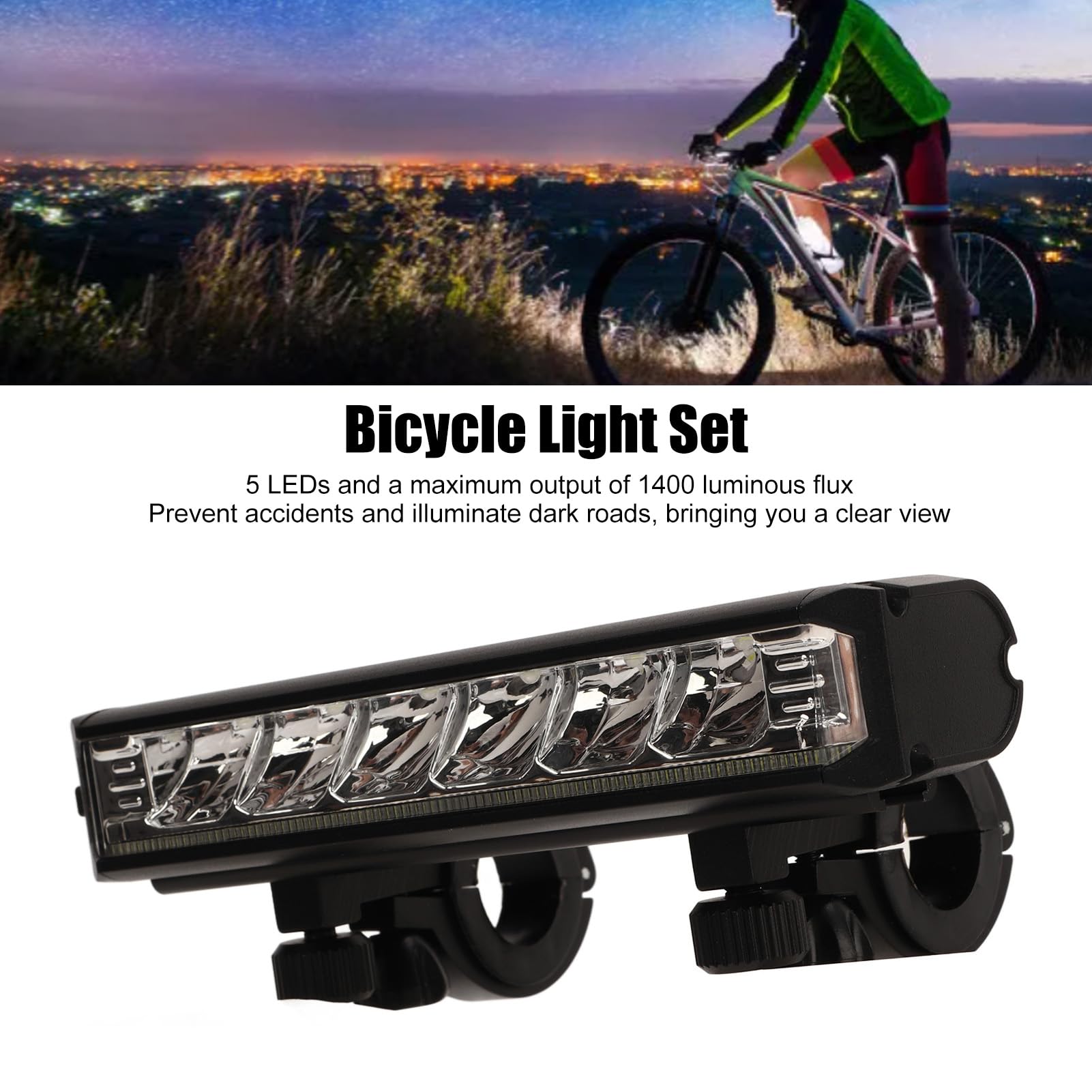 Juego de Luces para Bicicleta, 6 Luces de Aleación de Aluminio de Alto Brillo, Luz Multimodo para Bicicleta para Ciclismo Al Aire