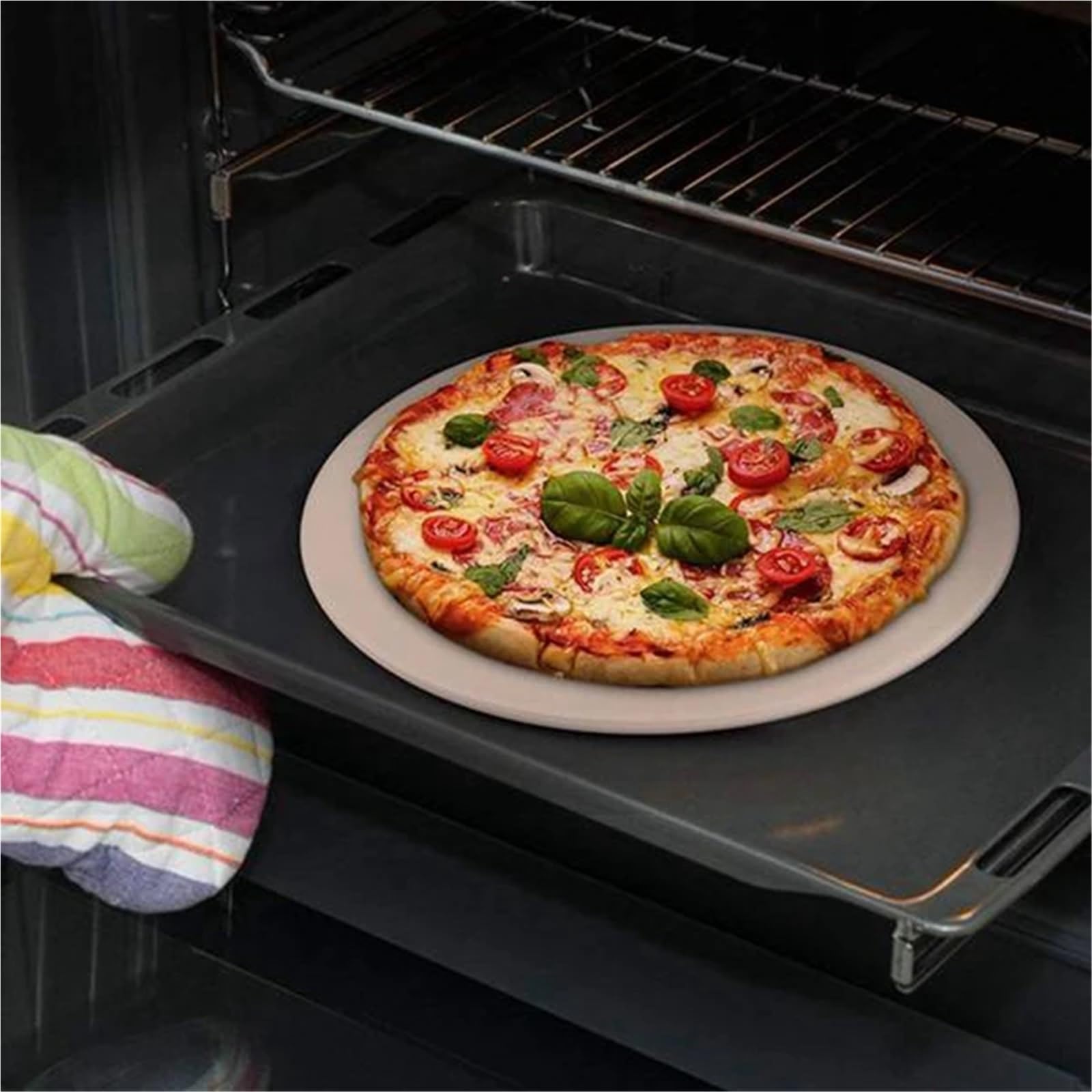 Piedra for Pizza, piedra redonda for hornear de 15 pulgadas for pan, piedras cerámica for asar for cocinar y barbacoa parrilla Para Base Crujiente