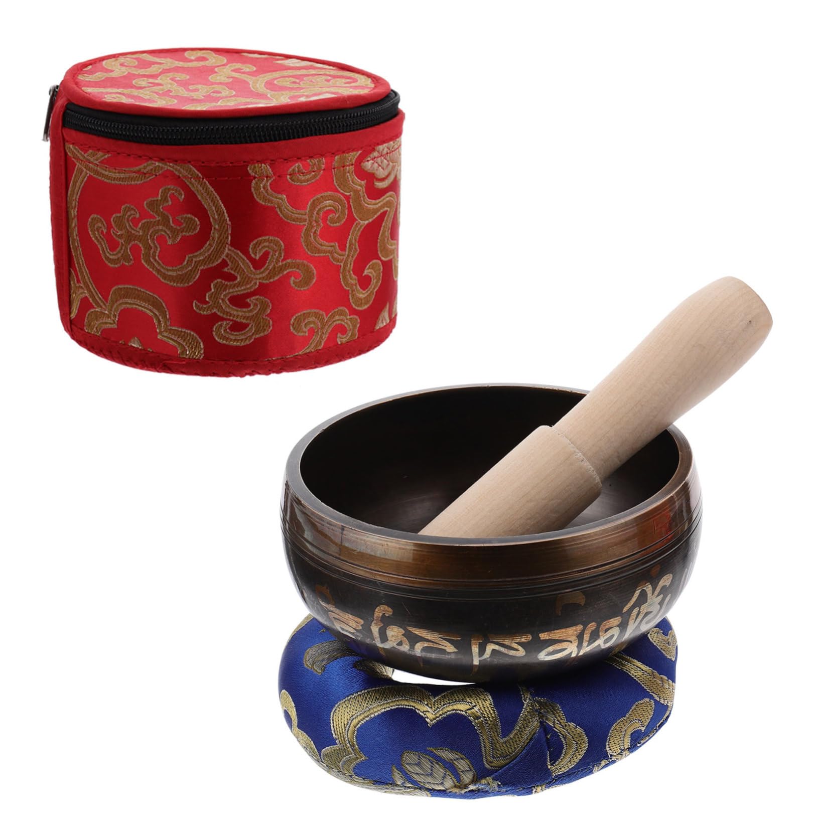 Bol Chantant Tibétain 1 Set avec Maillet Bois, Coussin et Boîte
