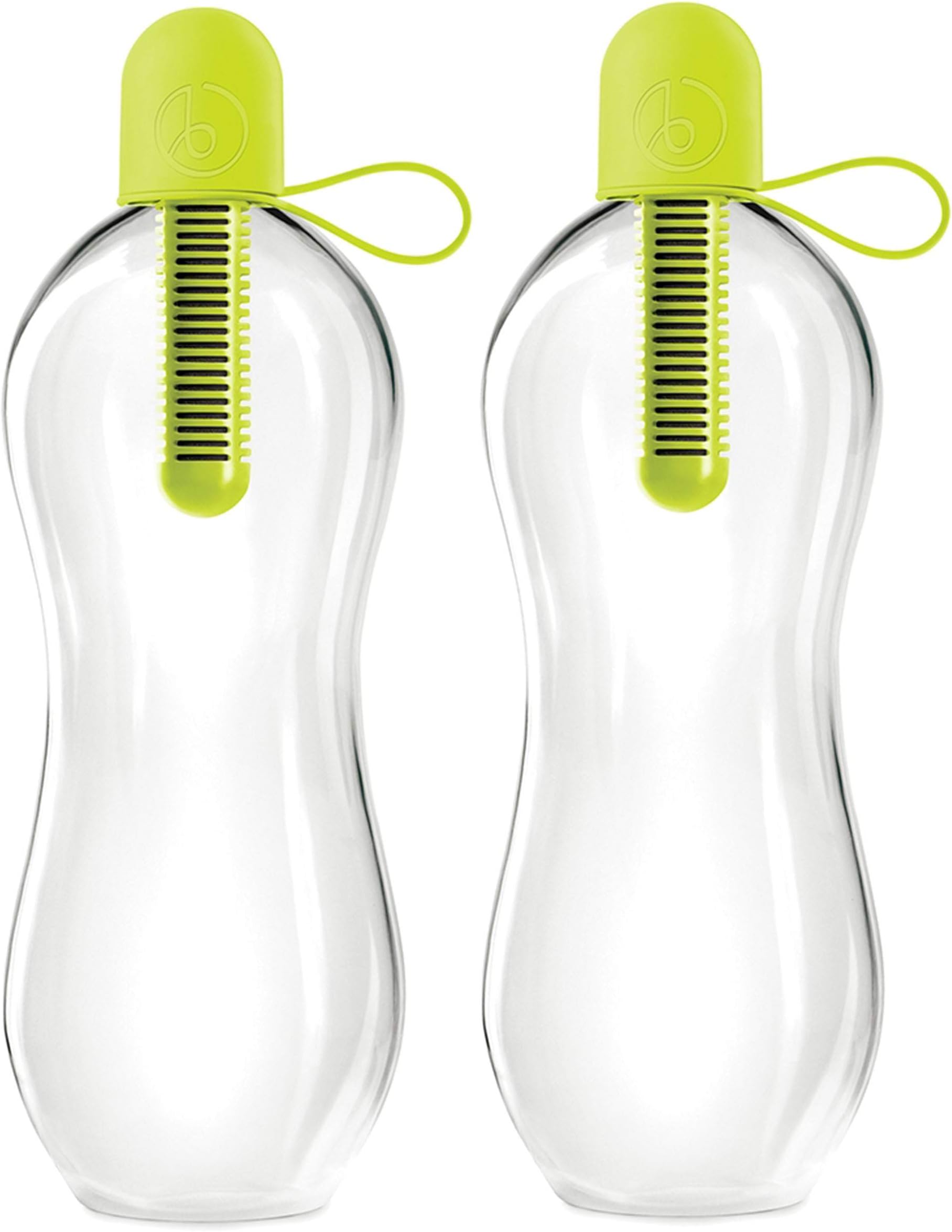Bobble Classic Water Bottle, Filtered Water, BPA-Free Reusable Bottle, Soft Touch Carry Cap with Replaceable Carbon Filter for Sustainable Water and Hydration 34 oz, 2 Pack (Lime)