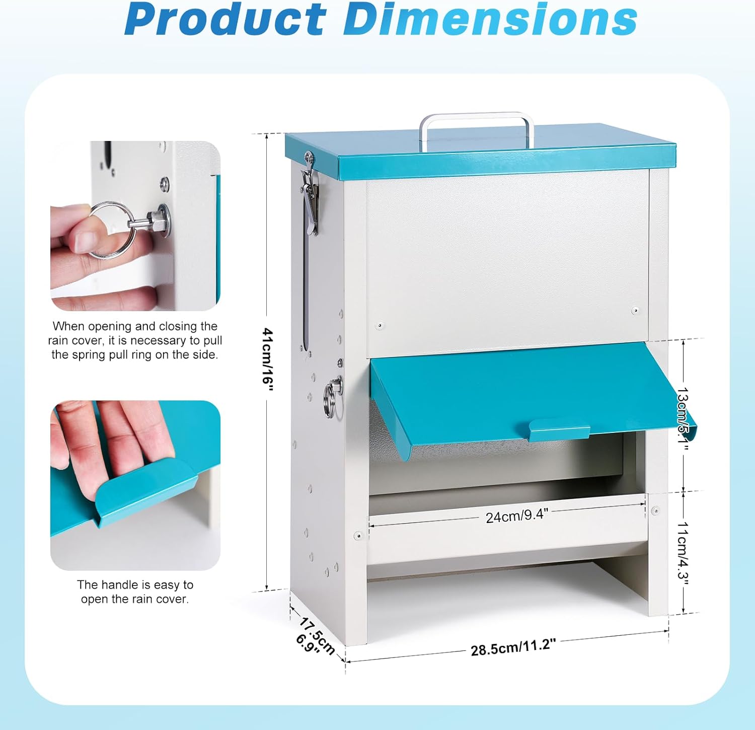 Automatic Cat Feeder Outdoor Gravity Cat Dry Food Dispenser Waterproof Pet Feeding Station for Stray, Feral Cats, Puppies and Kittens