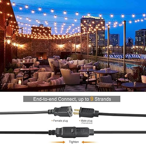 Miniatura 4 de MEIDAODUO Guirnalda de luces LED G40 impermeables para exteriores, 300 pies, con 155 bombillas de plástico inastillables, luces de patio para