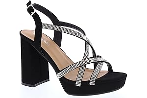 Top Moda Heels for Women: Ankle Strap Open Toe Platform Strappy Rhinestone Sandals