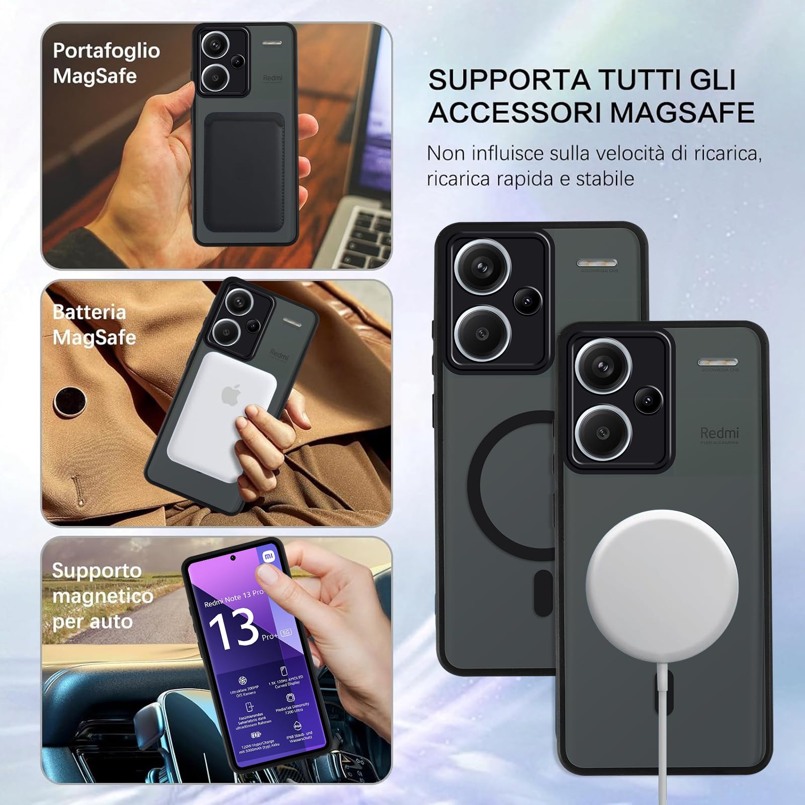 Custodia Morbida Per Xiaomi Redmi Note 13 Pro+ 5G – Cover In TPU Con Stampa Gatto, Antigraffio, Cordino Regolabile Incluso