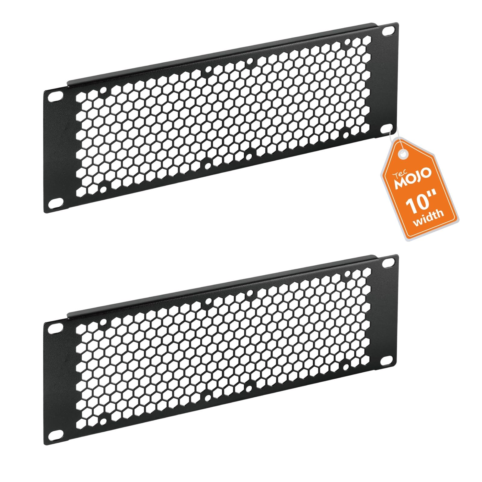 Tecmojo Pannello Cieco Ventilato da 10 Pollici 2U per Montaggio su Rack, Pannello Cieco in Acciaio per Armadi Server Larghi 10 Pollici, Armadi di Rete, Centri Dati, Laboratori Domestici, 2 Pezzi, Nero