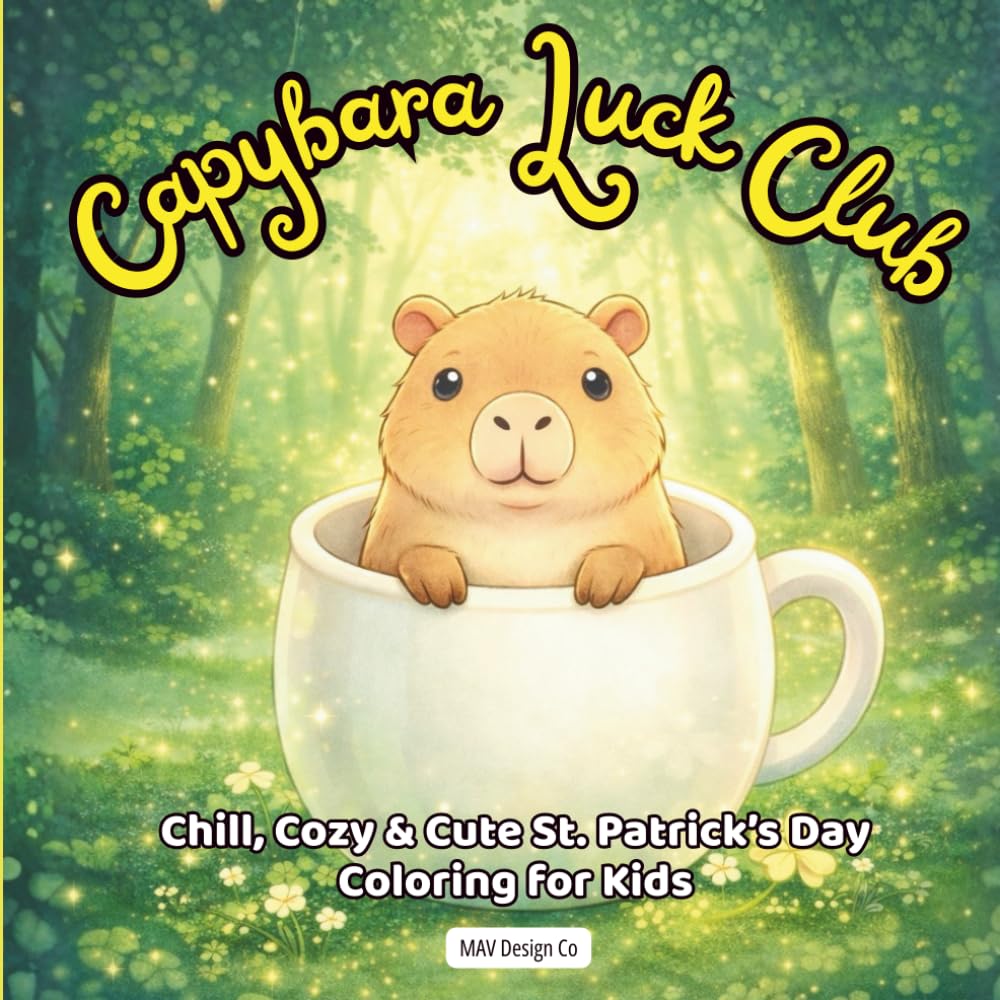 Capybara Luck Club Chill, Cozy & Cute St Patrick's Day Coloring for kids: A relaxing St. Patrick’s Day coloring adventure featuring adorable capybaras, bold and easy, 8.5x8.5 inches