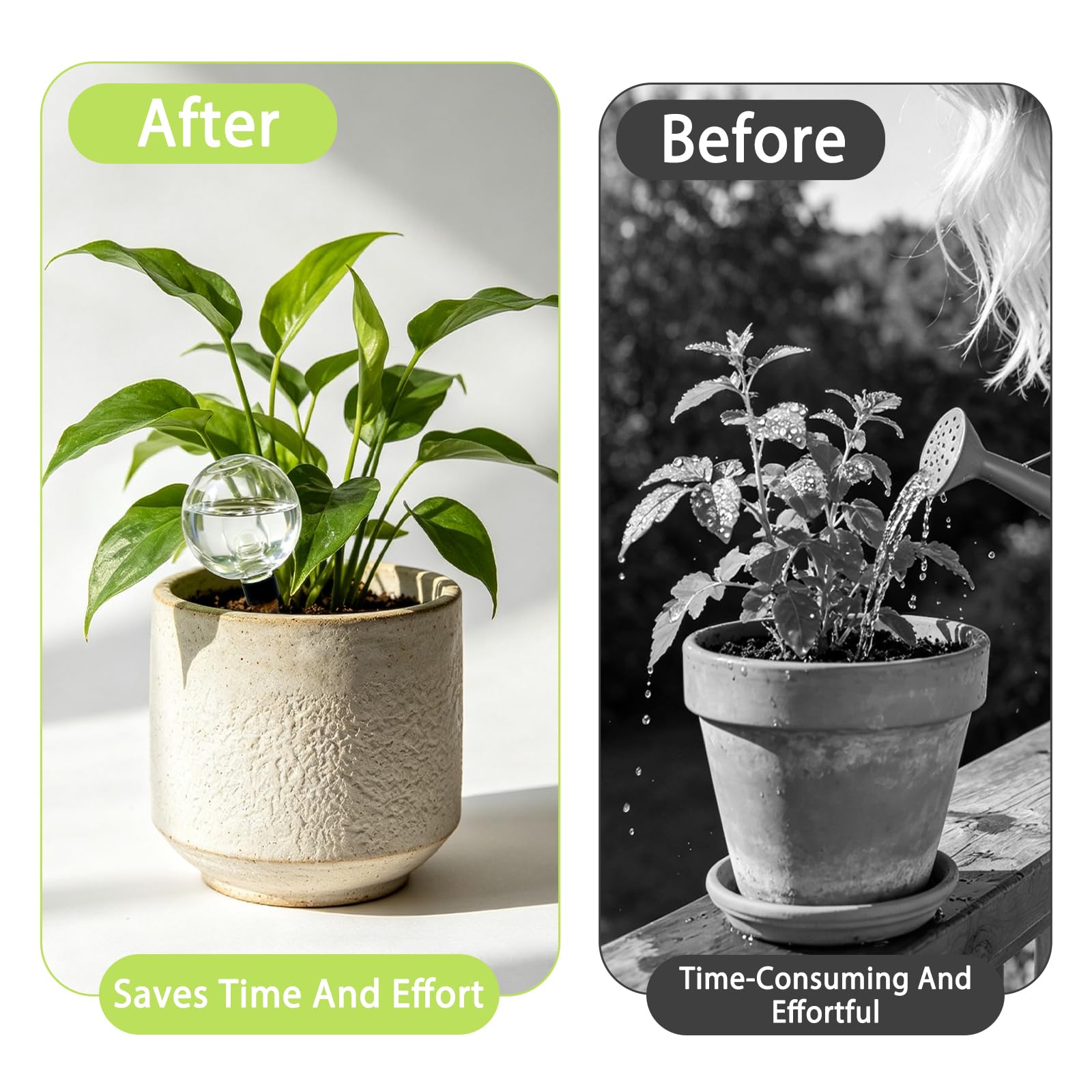 4 Boules d’Arrosage Plantes Globe Arrosage 500 ML, Système Arrosage Automatique Série, Irrigation Goutte à Goutte Transparent, pour Plantes Intérieur Balcon Jardin Vacances (Blanc*4)