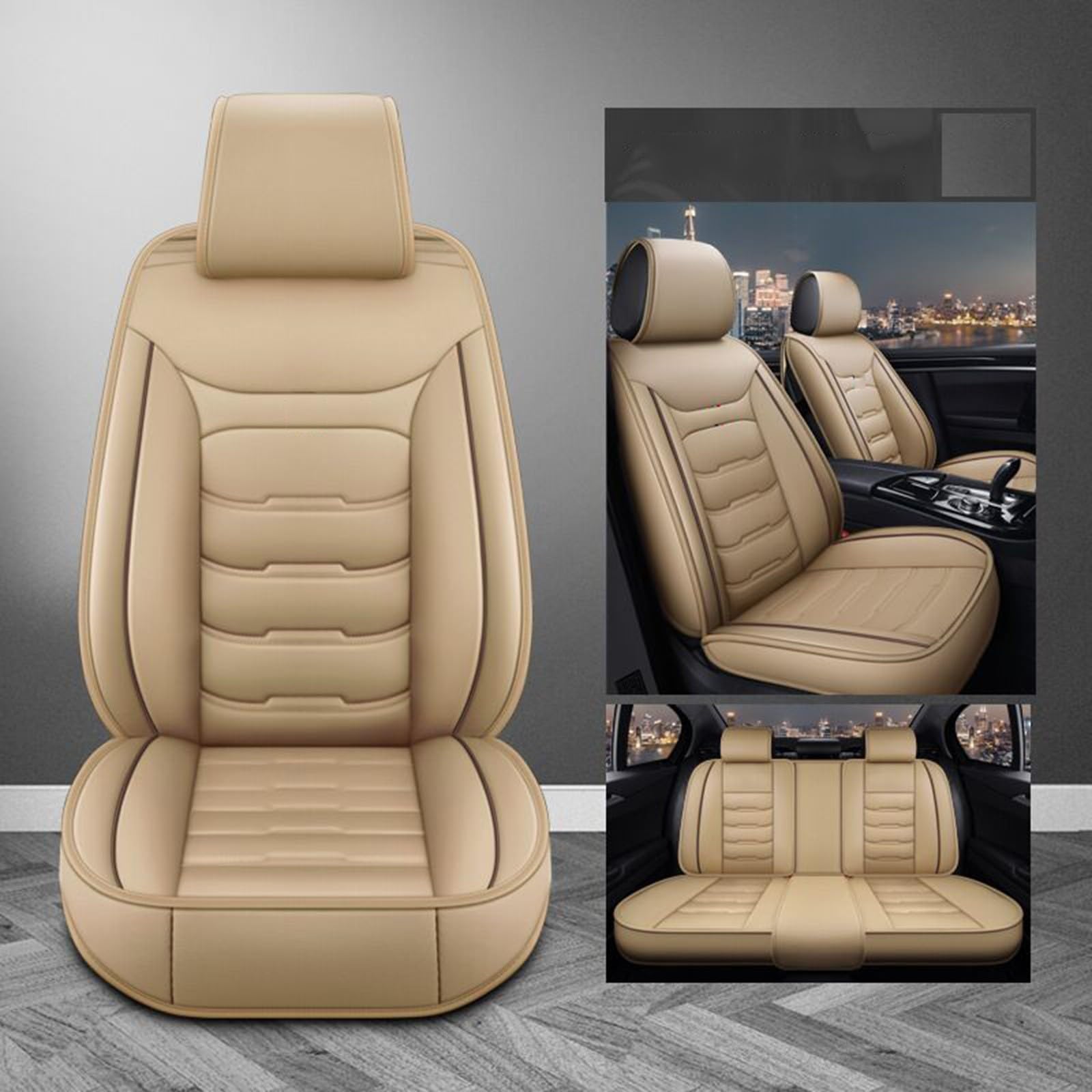 SePkus Funda Asientos Coche para Audi A4 (B6/B7) Avant Cubierta de Asiento,Juego Completo de Protectores de Asiento de Coche de Cuero,Fundas para Asientos Delanteros y Traseros de Coche