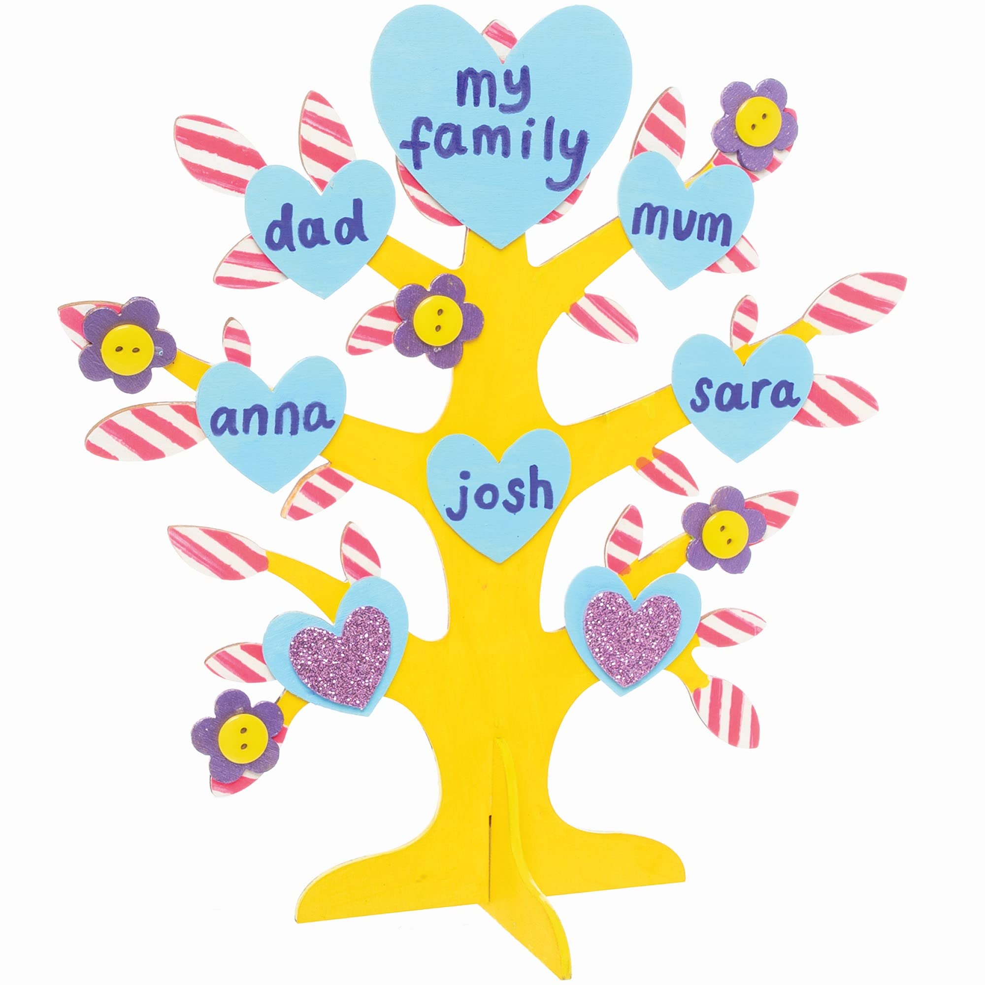 Baker Ross Hart Familieboom Knutselset 2 Stuks, Houten Knutsels Voor Kinderen Om Te Beschilderen Versieren En Als Valentijnscadeau Geven Fc373 2113809437
