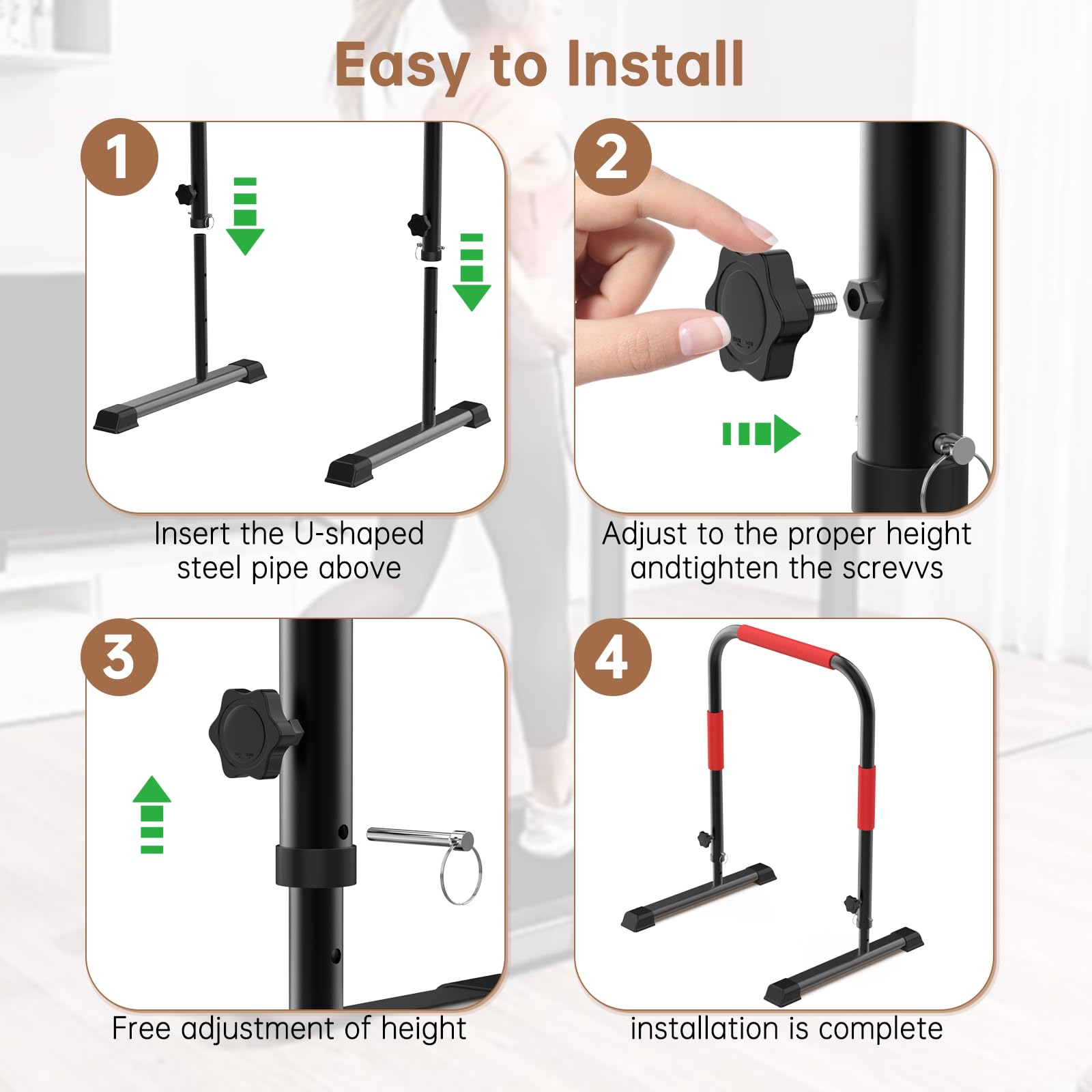 Verstellbarer Griff für Gehpolster, 56 cm breit, 95 cm maximale Höhe, Rot
