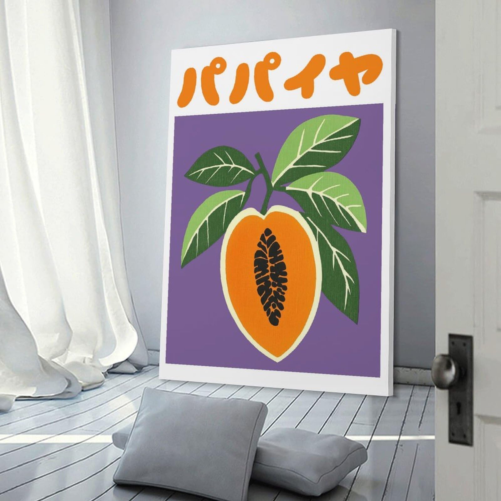 Junmoney Frame-Style-17 Papaya Japanese Art Print Room Decor Wall Art 08X12inch(20X30cm), For Lounge Decor, Offices Or Entryway Styling, A Flexible Wall Accent For Shared Spaces