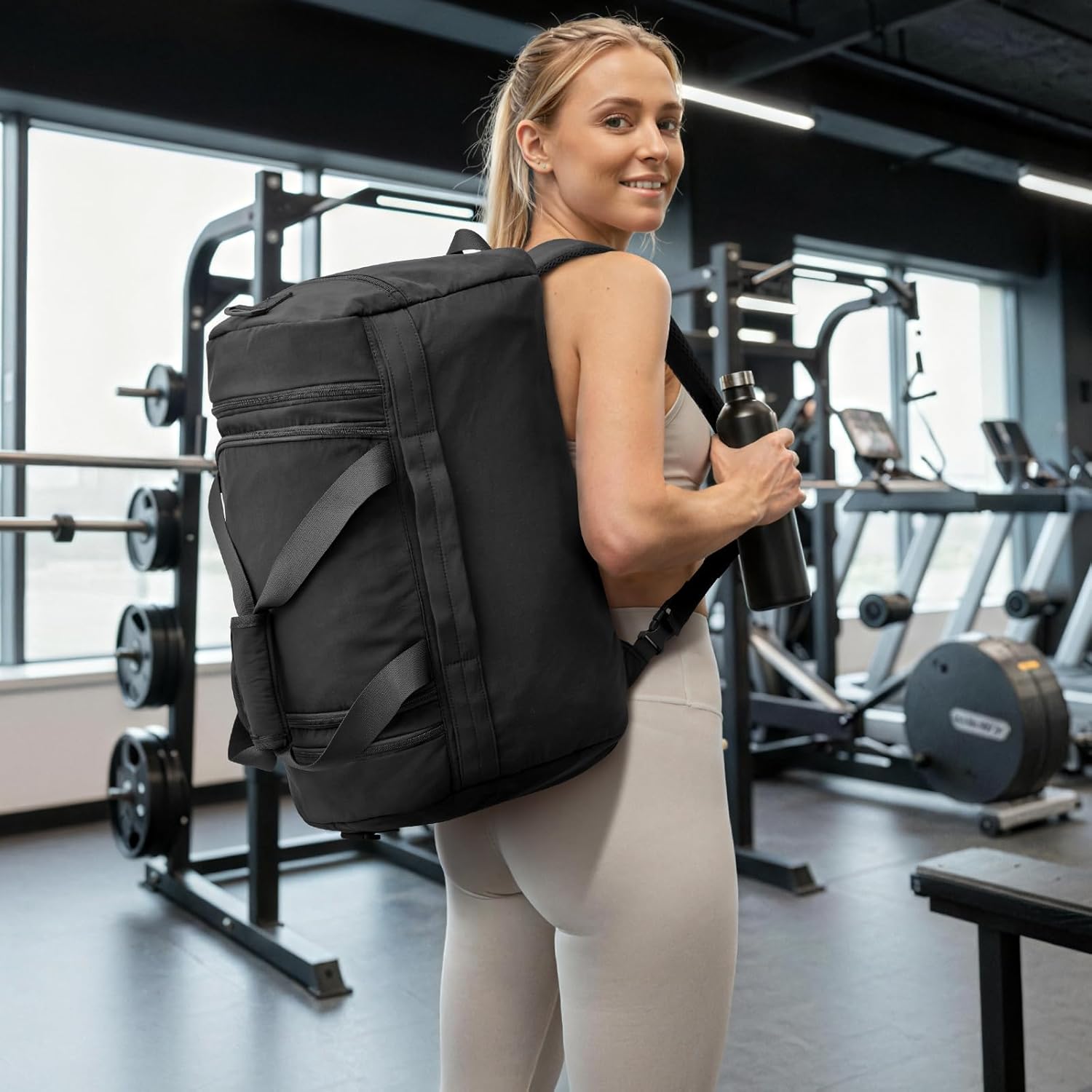 G4Free 45L Travel Duffle Bag for Women Men 3 in 1 Duffel Bags with Shoes Compartment Gym Backpack for Weekender Overnight, Black - Image 3