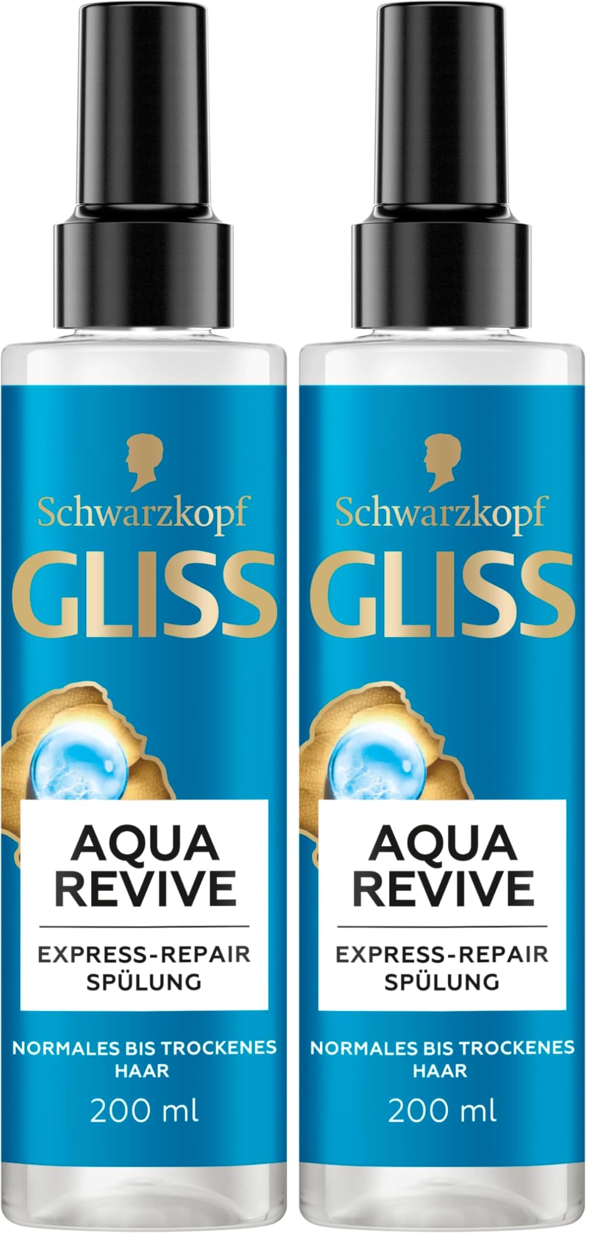 Gliss Express-Repair-Spülung Aqua Revive (200 ml), Haarspülung bietet eine Extraportion Feuchtigkeit & gesunden Glanz, für normales bis trockenes Haar (Packung mit 2)