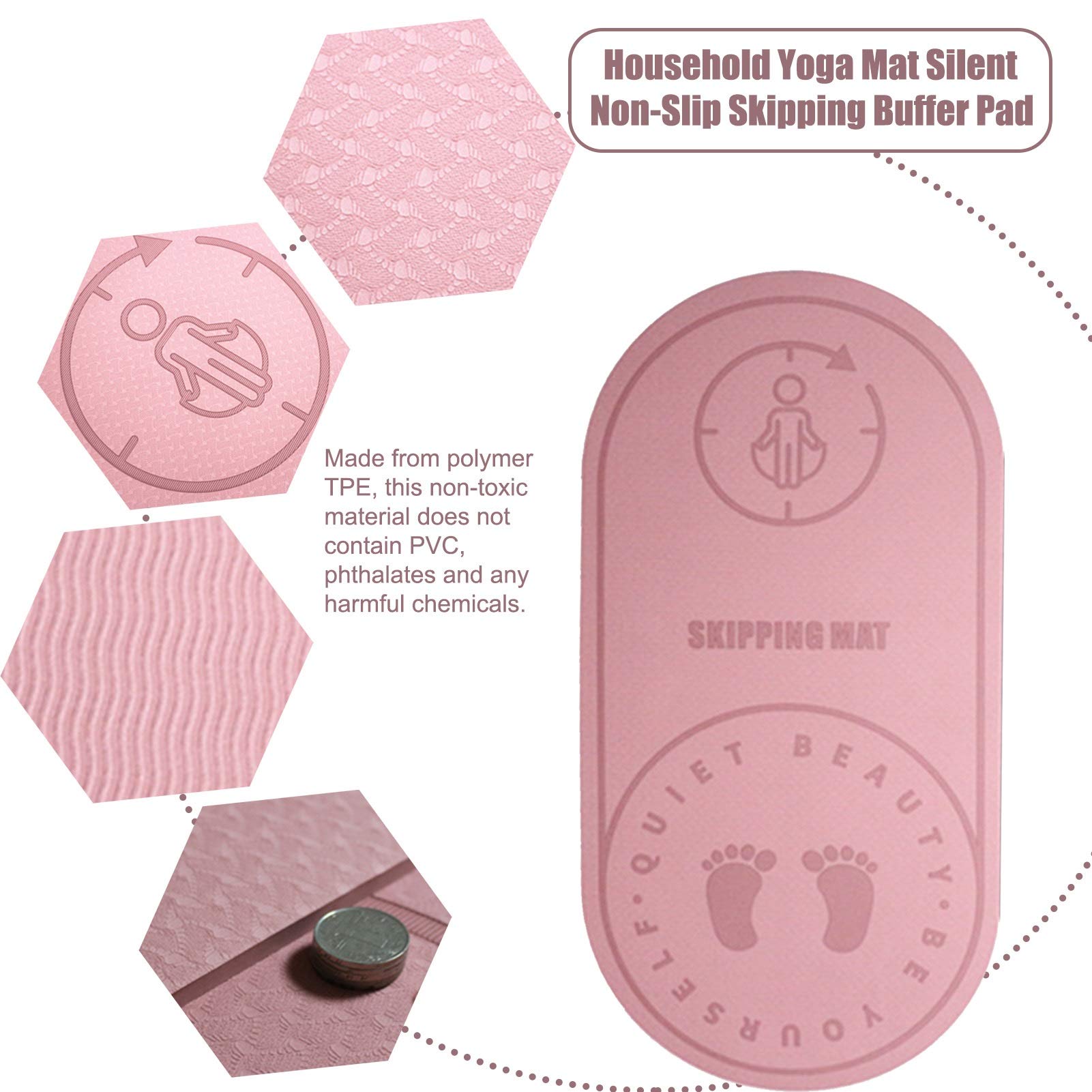 127X62CM Tappetino per tampone per salto domestico Tappetino per yoga silenzioso Tappetino per corda per saltare aerobica Tappetini antiscivolo per allenamento sportivo