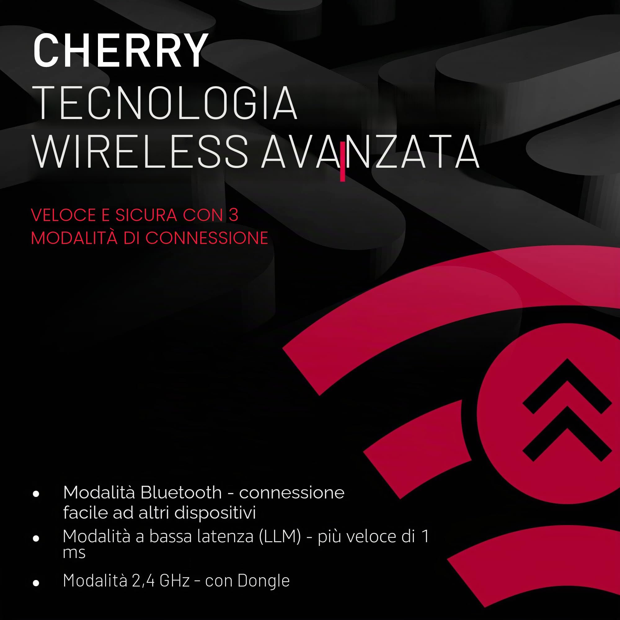 CHERRY MX-LP 2.1 Compact Wireless, Tastiera Gaming Senza Fili con 68 Tasti, Layout per il Regno Unito (QWERTY), Interruttori Meccanici MX LOW PROFILE SPEED, Nero