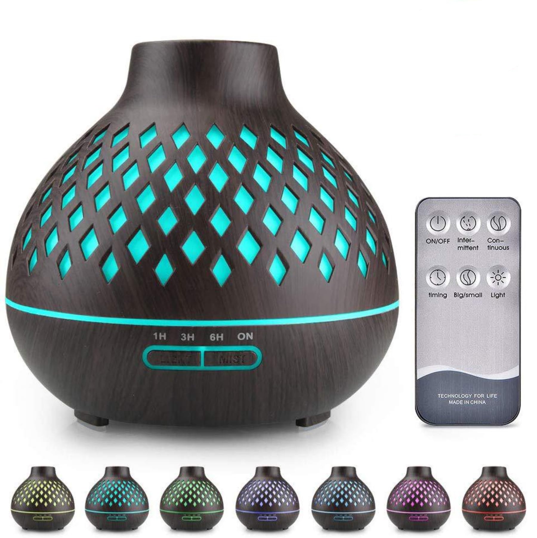 MzooliEssential Oil Diffuser, Aromatherapy Diffuser 500ml with Remote Control, 4 Timer & Auto-Off Safety Switch, 7 Color LED Lights Mode, 10 Hours Quiet Humidifier for Bedroom, Office & Home