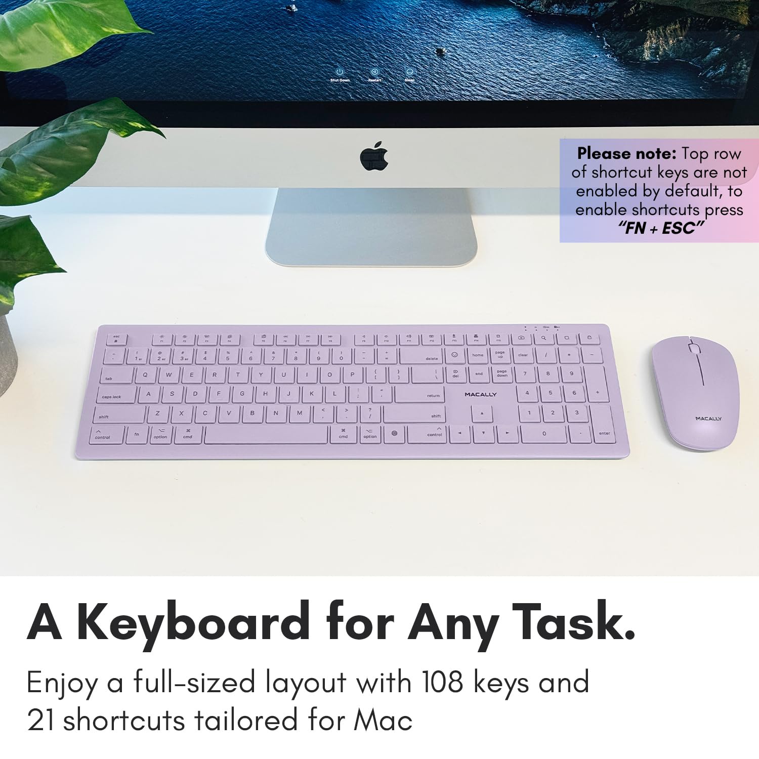 Apple iMac パープル ワイヤレスキーボード・マウス付き Amazon.com: Macally Wireless Keyboard and Mouse Combo for