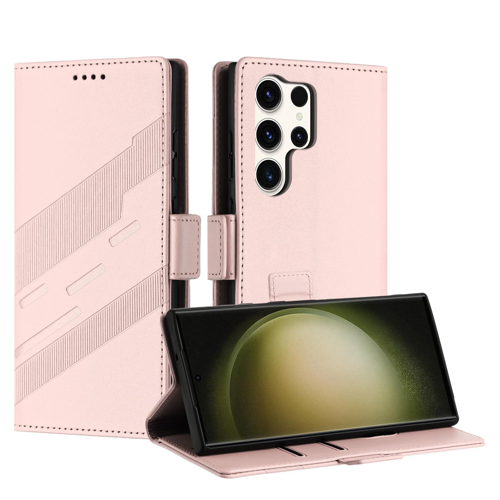Generic Étui compatible avec Motorola G Stylus 2023 4G (couleur : rose) étui portefeuille fin en cuir avec cartes