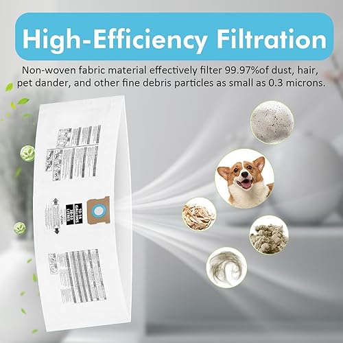 Miniatura 7 de Paquete de 15 bolsas de vacío VF2005 compatibles con bolsas de aspiradora de 10 a 14 galones, tipo F/I 90662, 9066233, 90672, 9067211, bolsa de