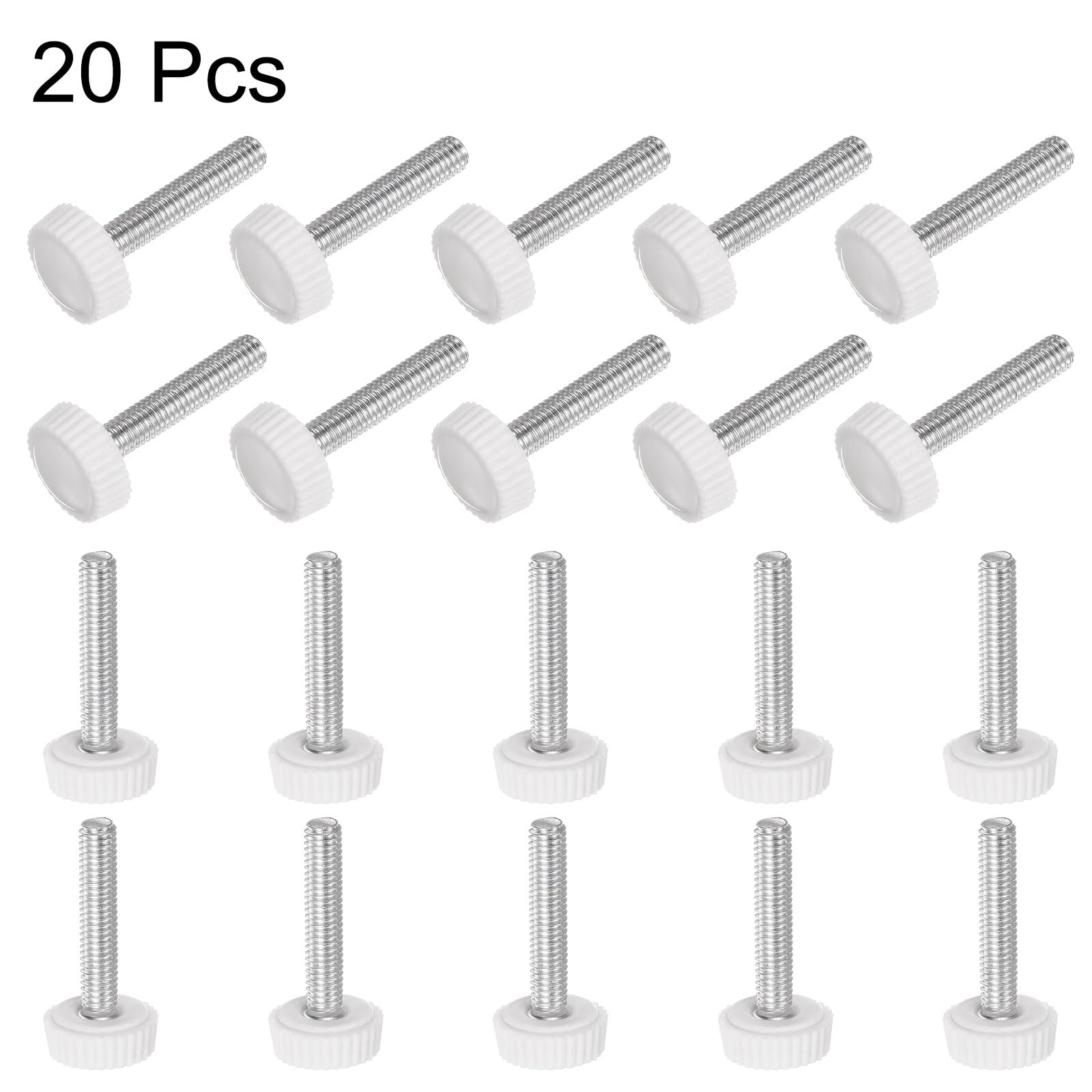 AYYSSM M2 M2.5 M3 M4 M5 M6 Rändelschrauben Aus 304 Edelstahl, Schwarzer Stahl, Glatt, Metrisch, Rändelkopf, Manuelle Einstellschrauben(304,20MM_M2 5PCS