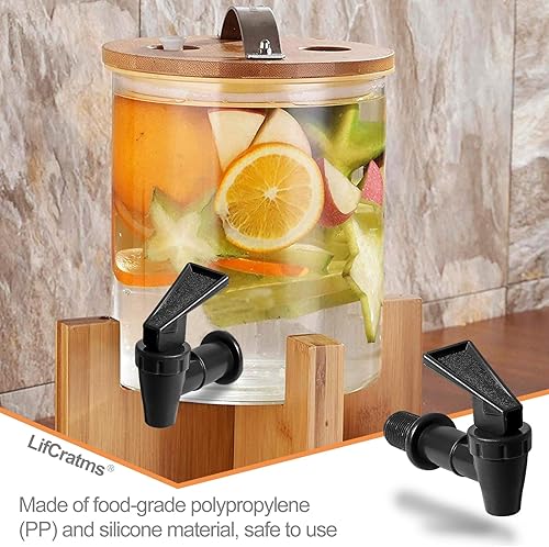 Miniatura 6 de Juego de 2 grifos de repuesto sin BPA, juego de grifos dispensadores de boquilla de agua de plástico negro, grifo de agua reutilizable, palanca de