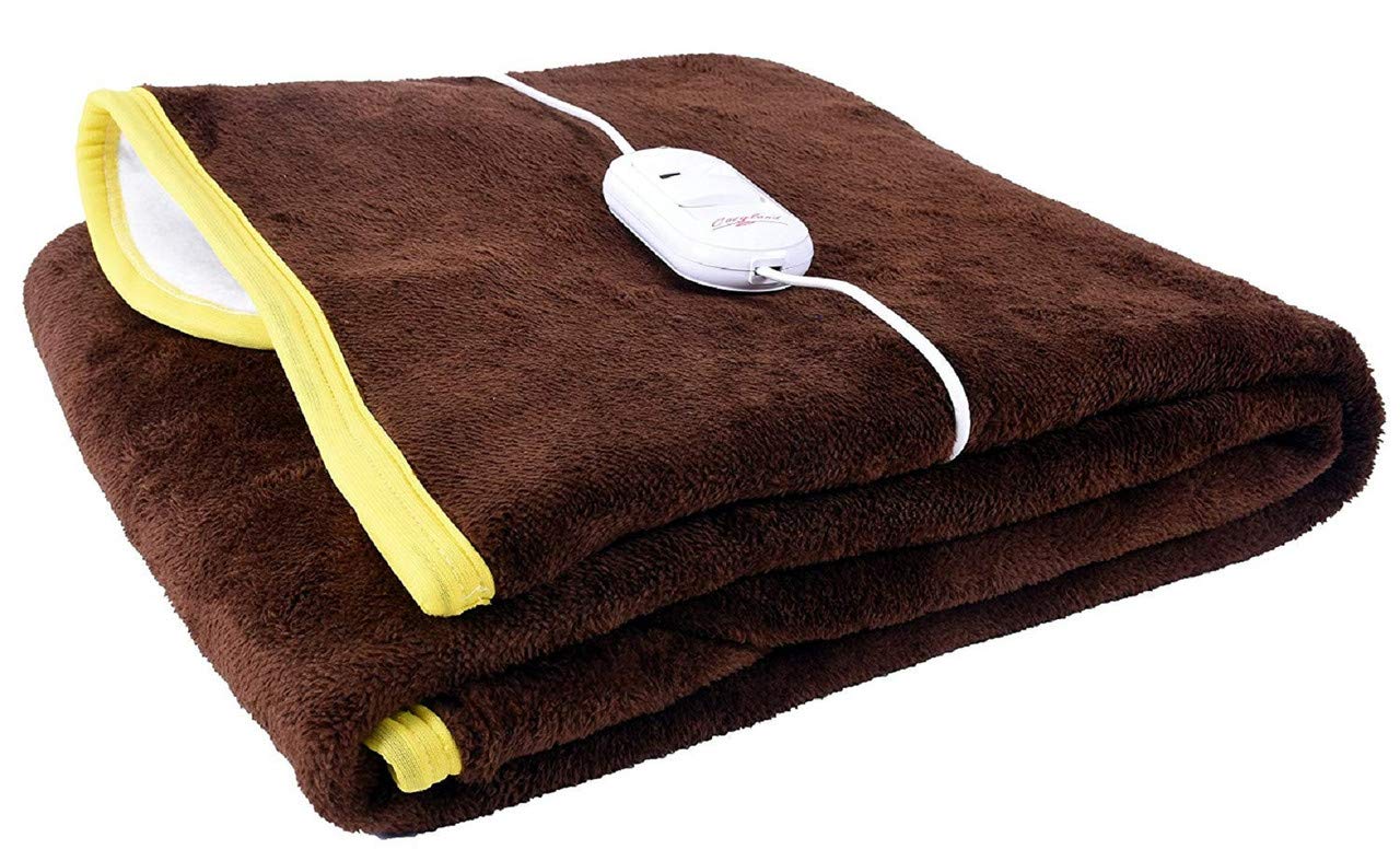 Bhaven Creations Polyester Single Bed Heating Electric 300 TC Blanket/Bed Warmer (30X60 Inches, Brown)