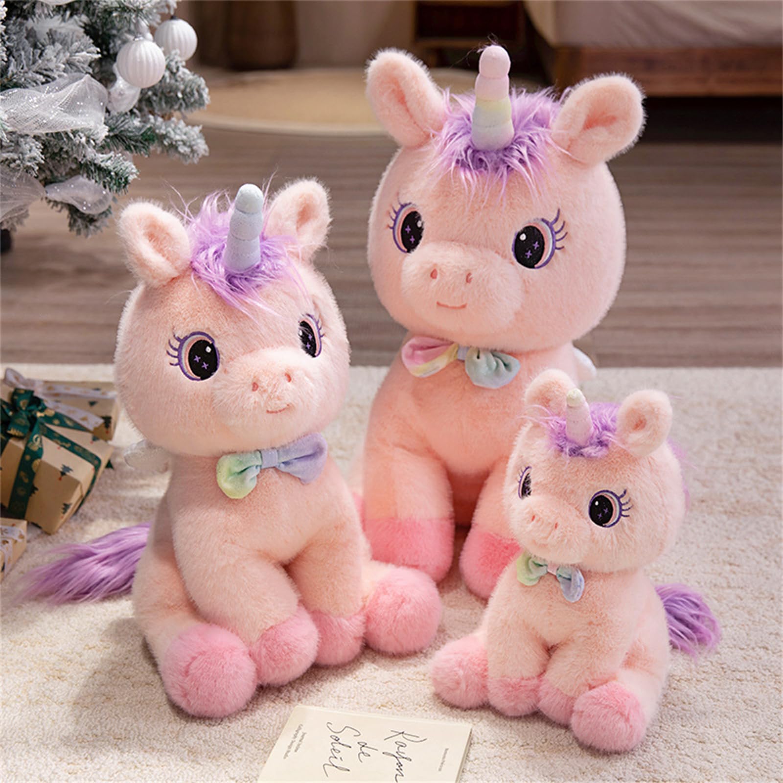 Einhorn Kuscheltier, GefüLltes Einhorn Tier PlüSchtiere, Weiche Kuschelkissen Puppe, Hochwertiges Stofftier, Geschenk FüR Geburtstag, Weihnachten & Valentinstag Rosa (60cm,Fen)