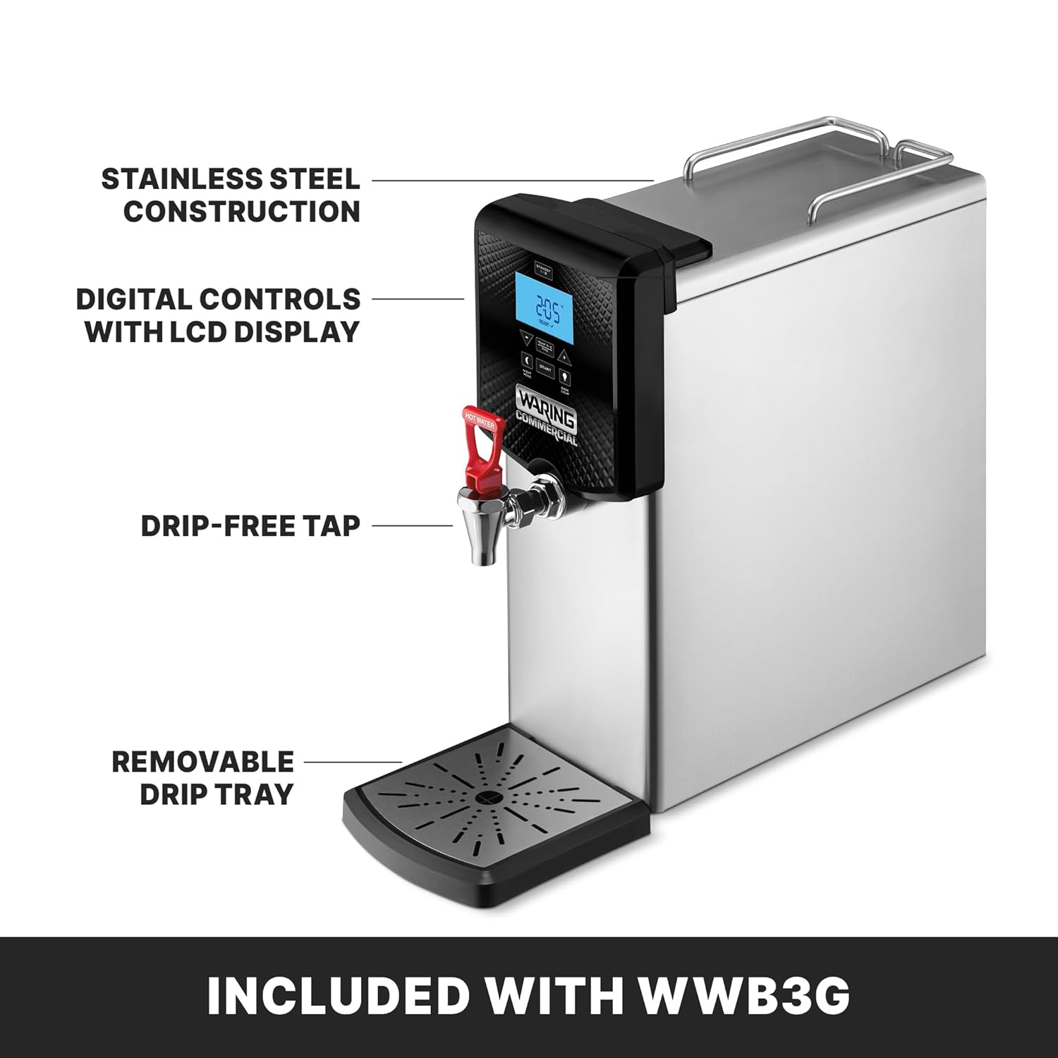 Waring Commercial 3 Gallon Hot Water Dispenser, 120V, 5-15 Plug