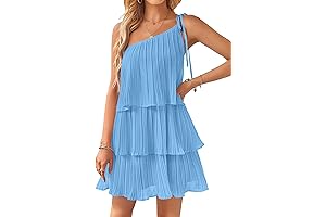 One-Shoulder Light Blue Cocktail Dress