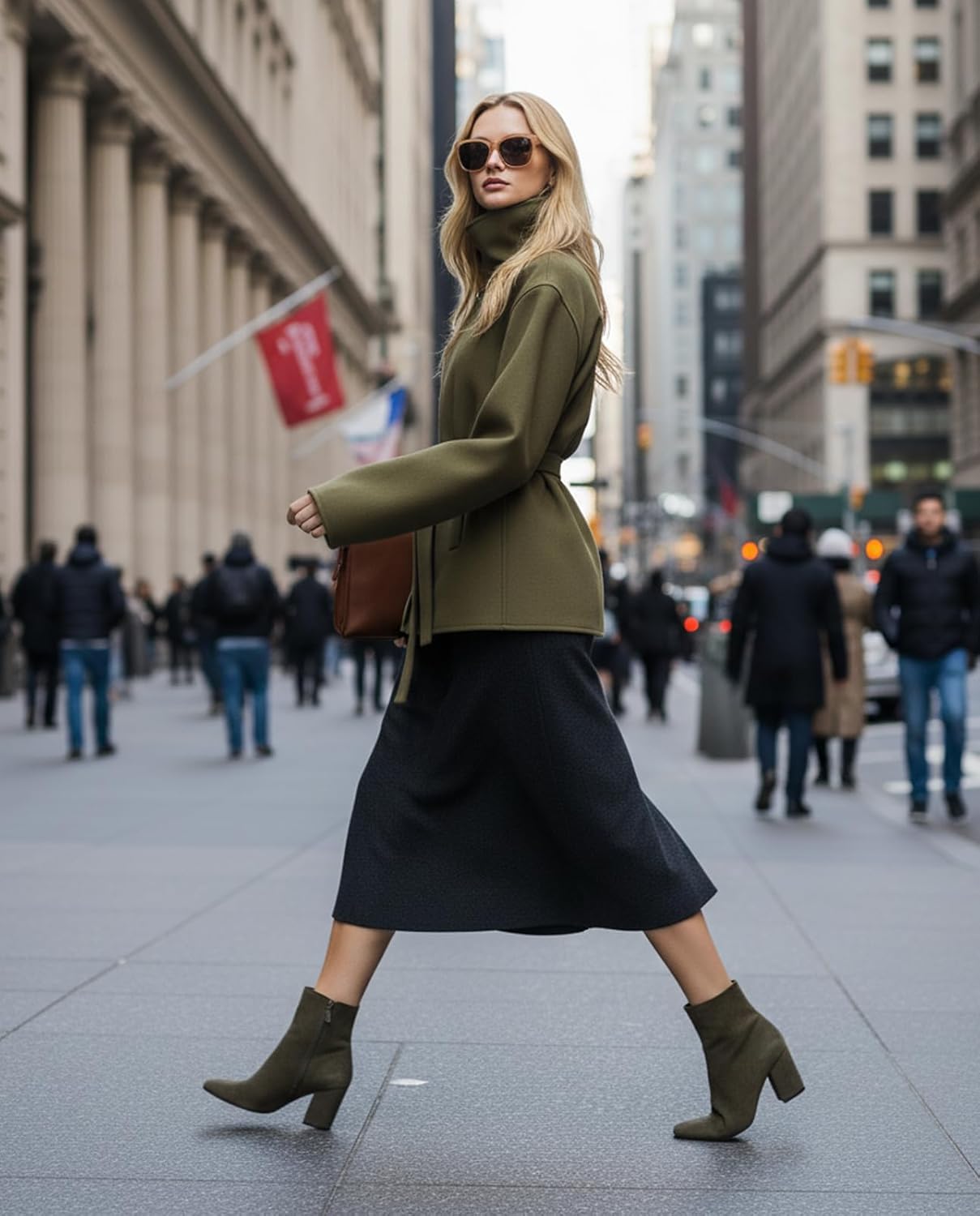 Women Cropped Trench Coat Funnel Neck Wool Jackets Oversized Belted Pea Coats Fall Winter Trendy Casual Outfits 2025