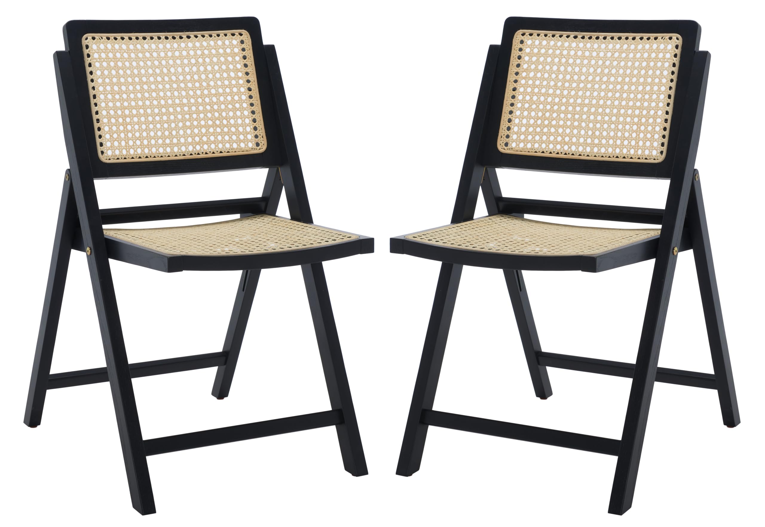 SAFAVIEH Couture Collection Desiree Tropical Coastal Black/Natural Cane Solid Wood Folding Dining Chair Set of 2 (Fully Assembled)