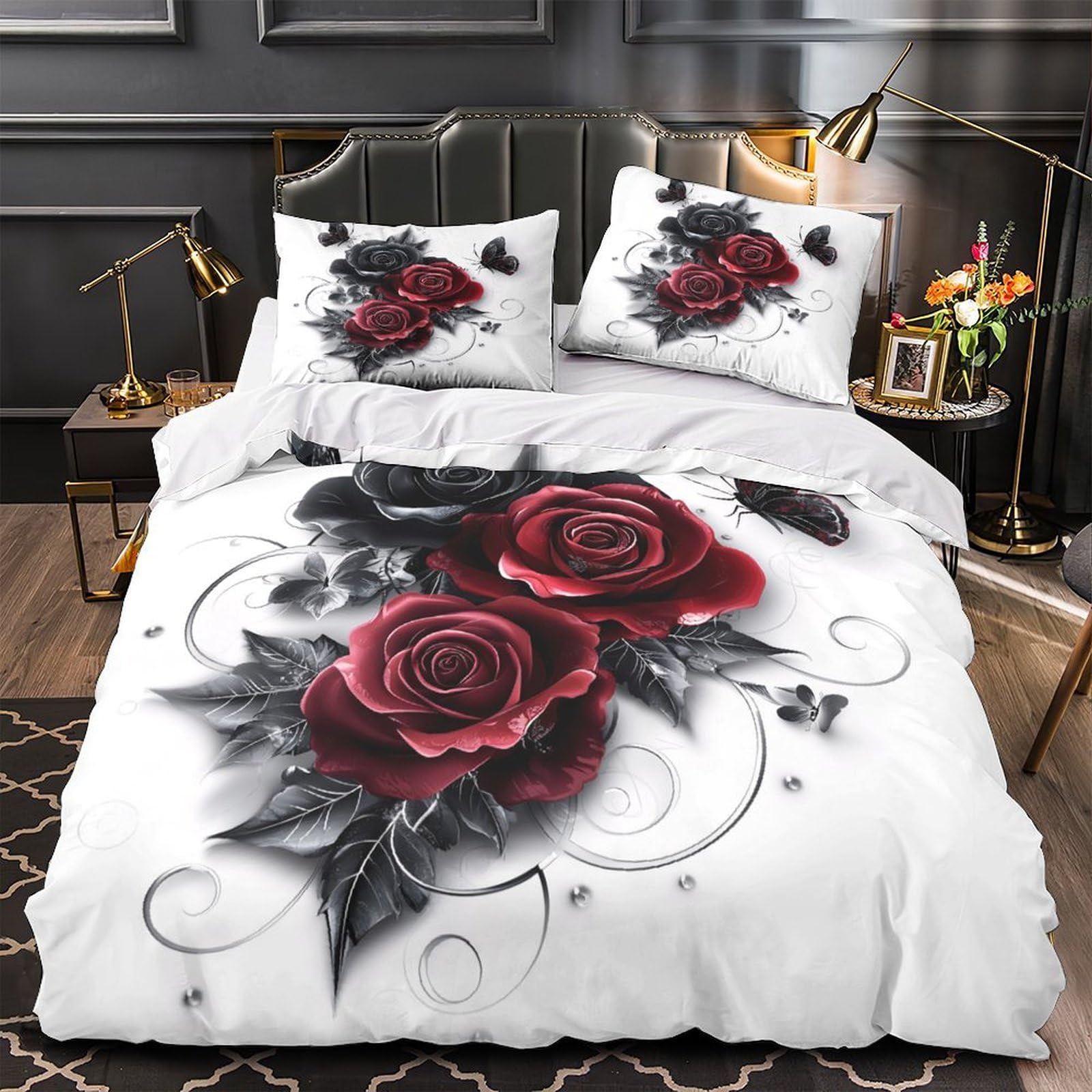 Parure de lit loup noir en impression 3D fantasy numérique haute définition